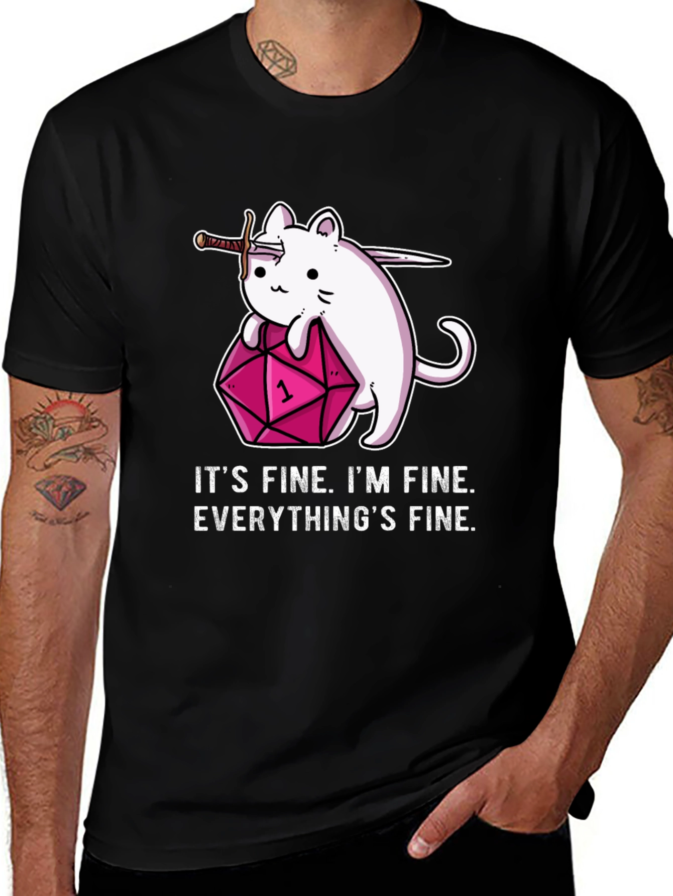 Its Fine Cat D&D T-Shirt