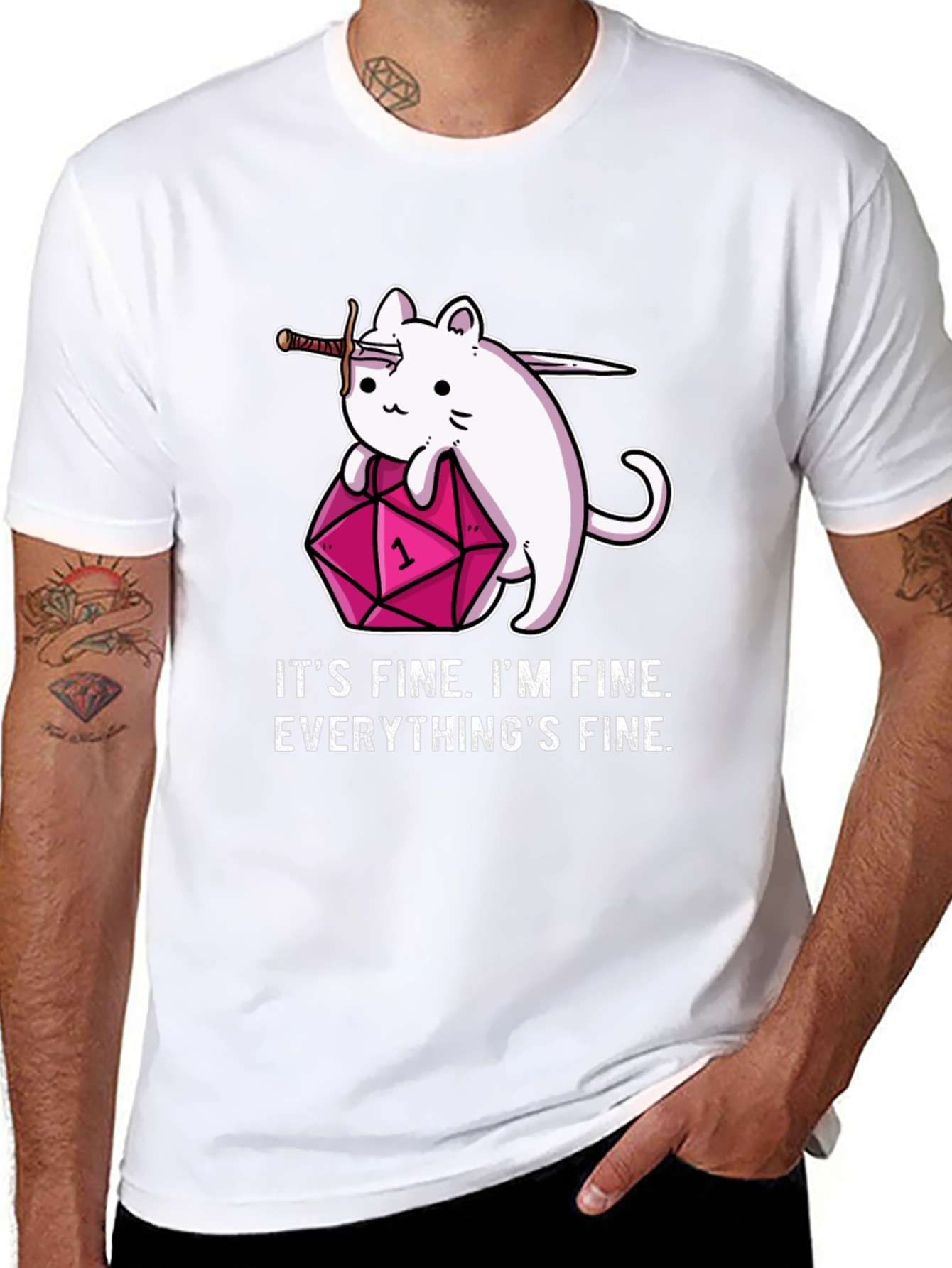 Its Fine Cat D&D T-Shirt