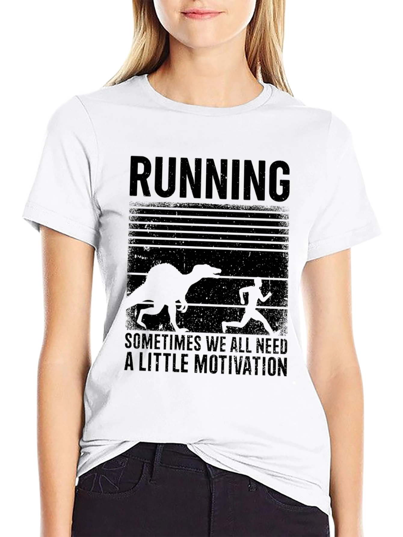 Running Motivation T-Shirt Dinosaur Chase Humor