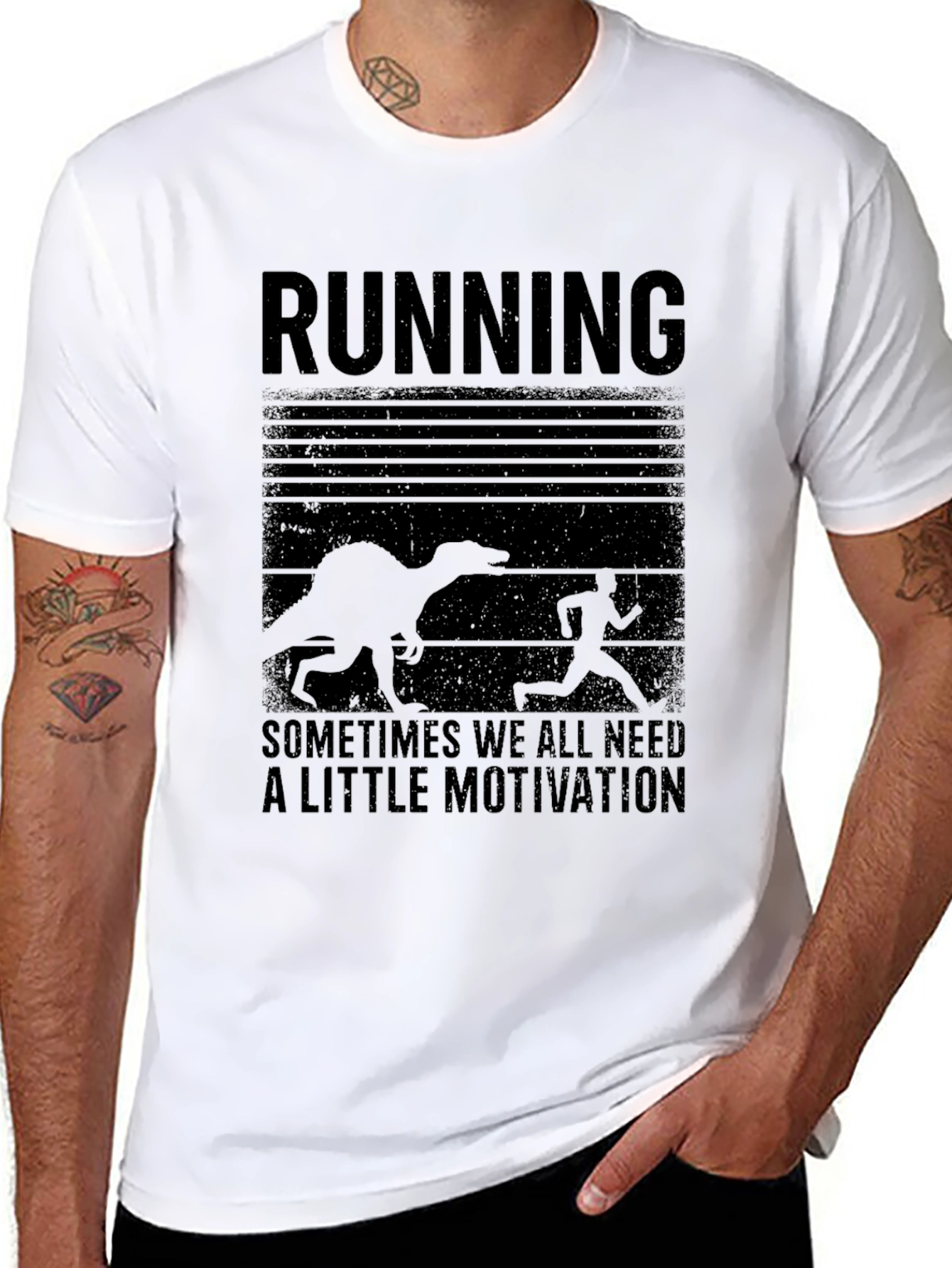 Running Motivation T-Shirt Dinosaur Chase Humor