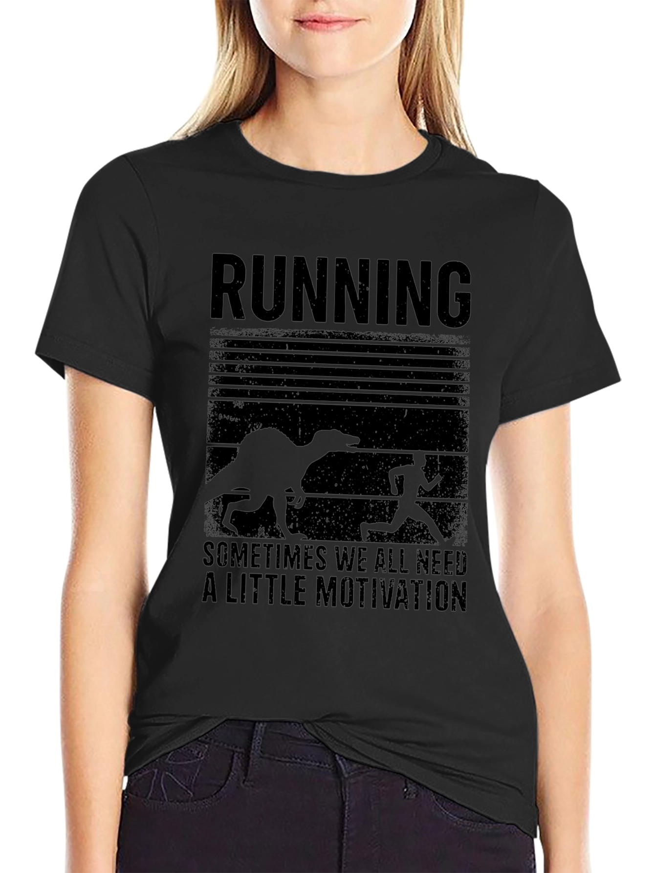 Running Motivation T-Shirt Dinosaur Chase Humor