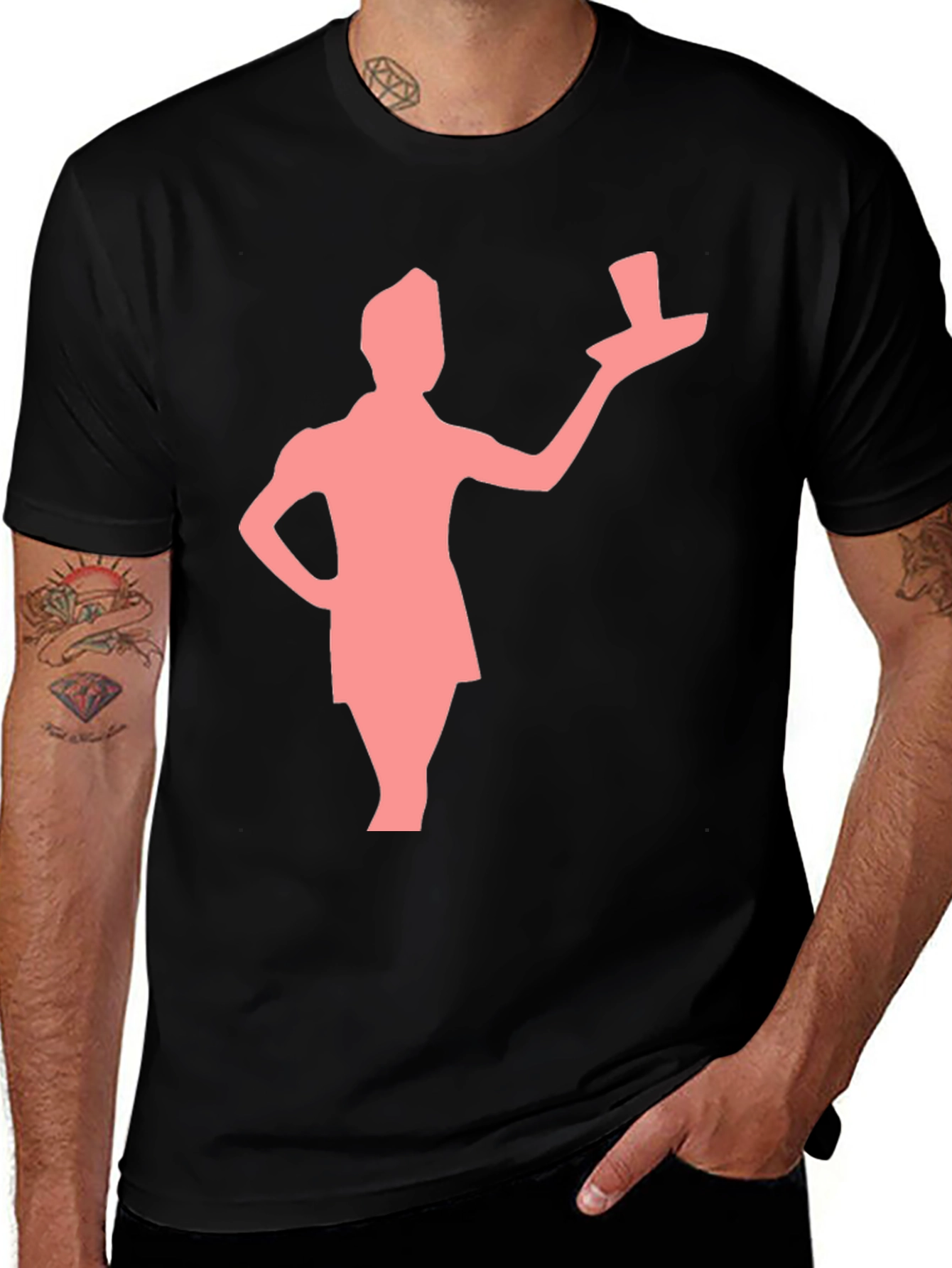 Retro Waiter Graphic Tee - Black