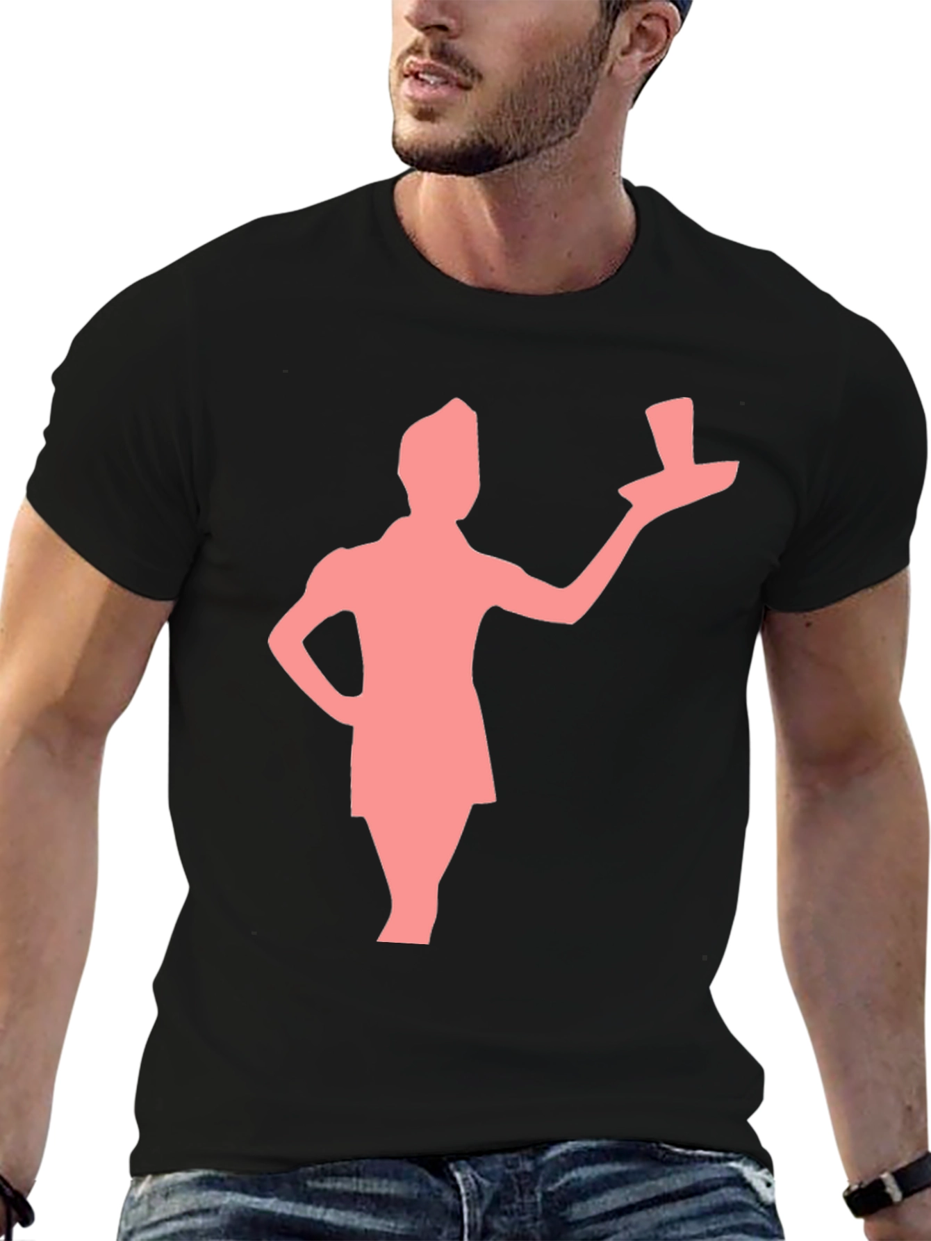 Retro Waiter Graphic Tee - Black