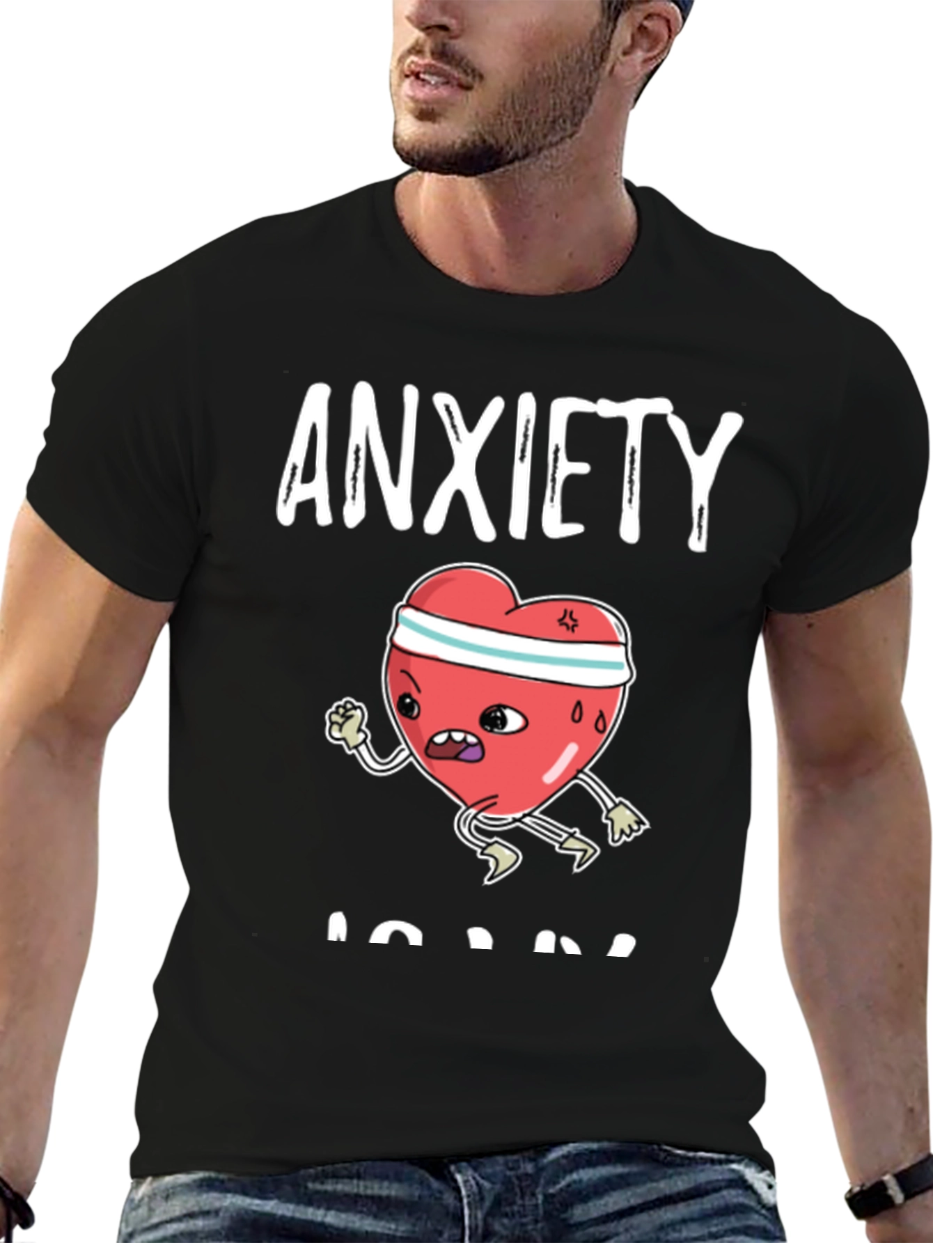 Anxiety Run T-Shirt - Funny Heart Design