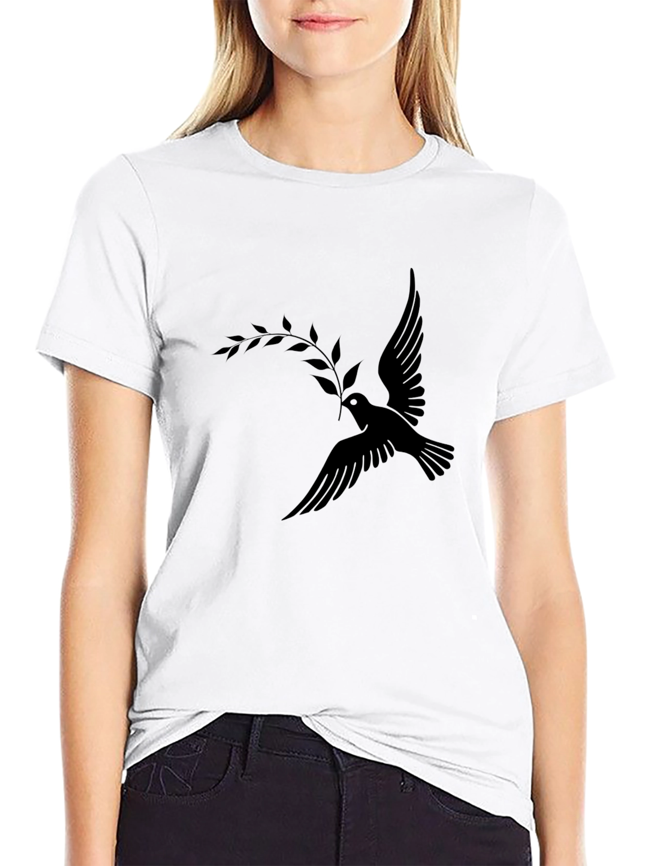 Peace Dove Graphic T-Shirt - Stylish Black Tee