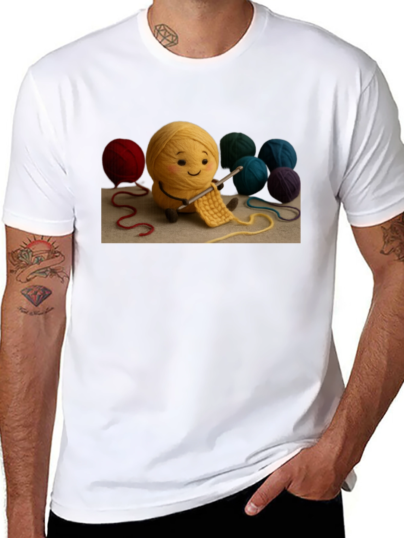 Cute Yarn Ball Crochet T-Shirt