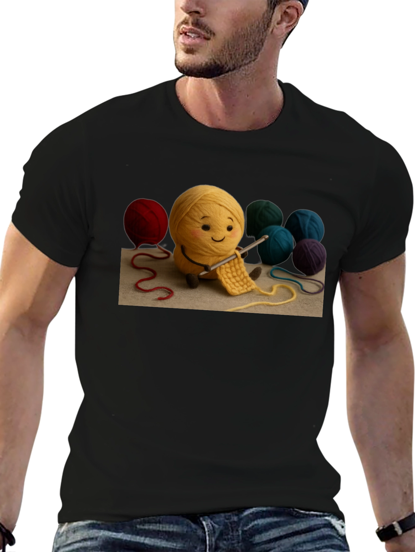 Cute Yarn Ball Crochet T-Shirt