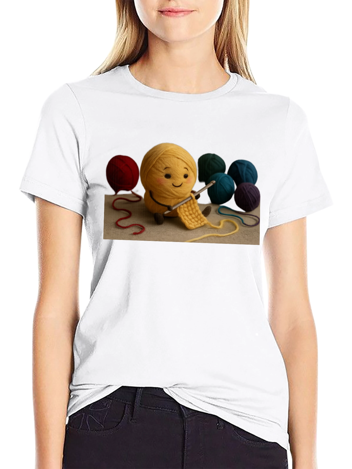 Cute Yarn Ball Crochet T-Shirt