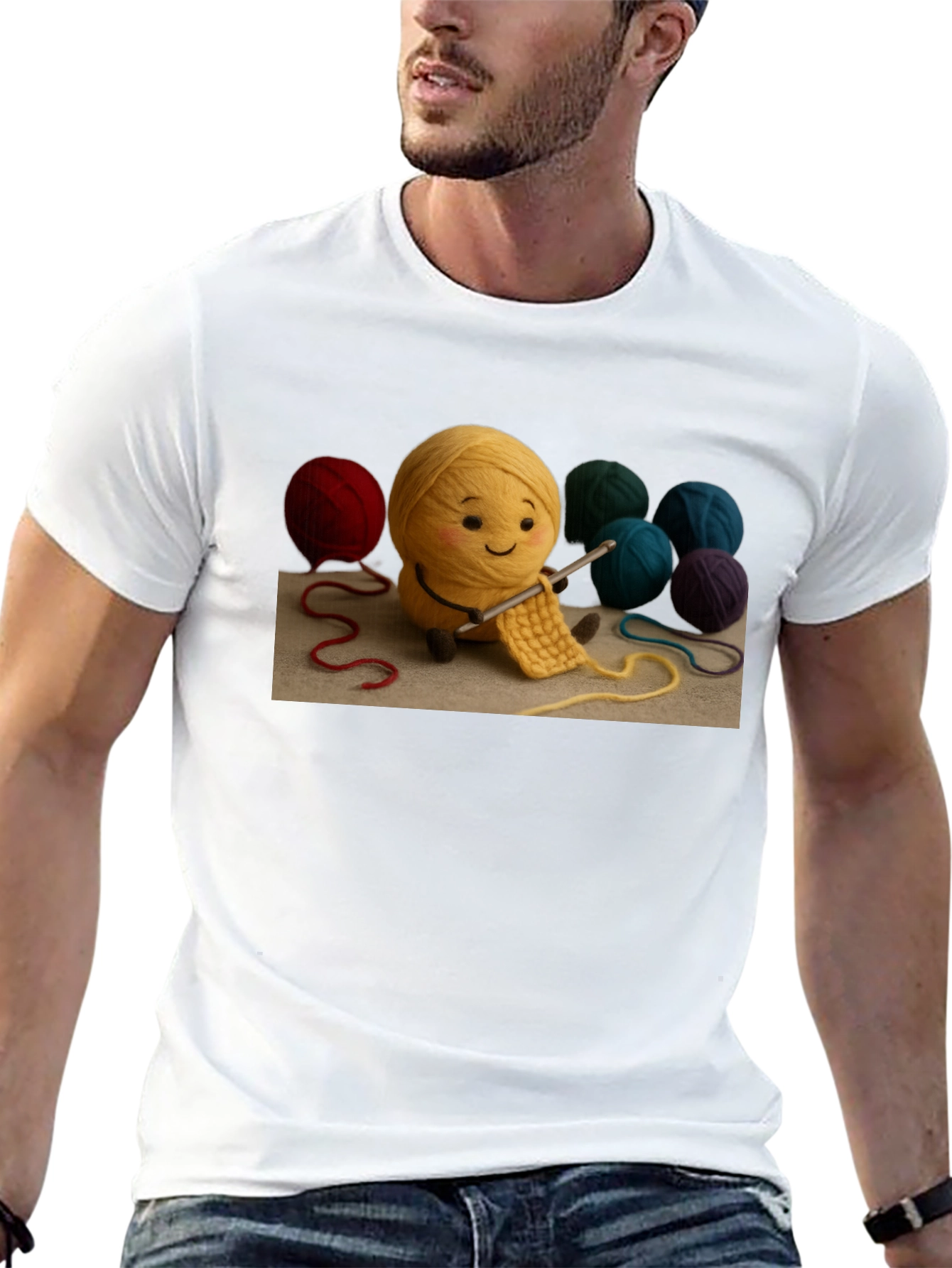 Cute Yarn Ball Crochet T-Shirt