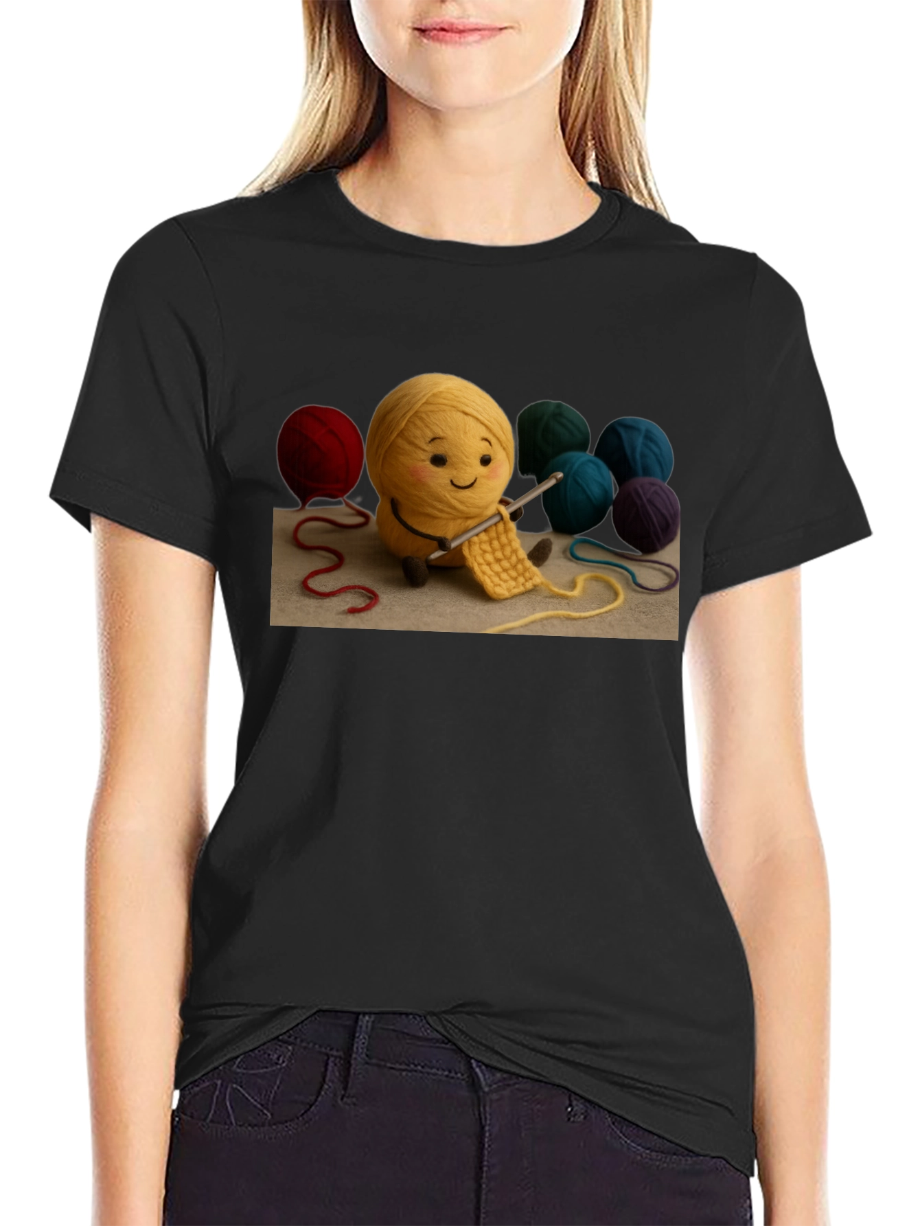 Cute Yarn Ball Crochet T-Shirt