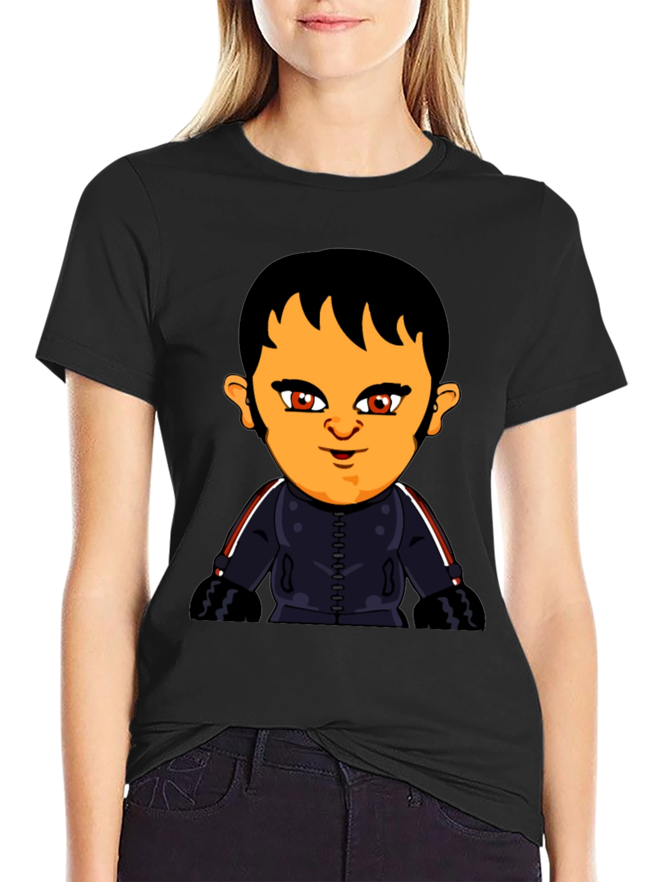Cartoon Character Graphic T-Shirt - Black