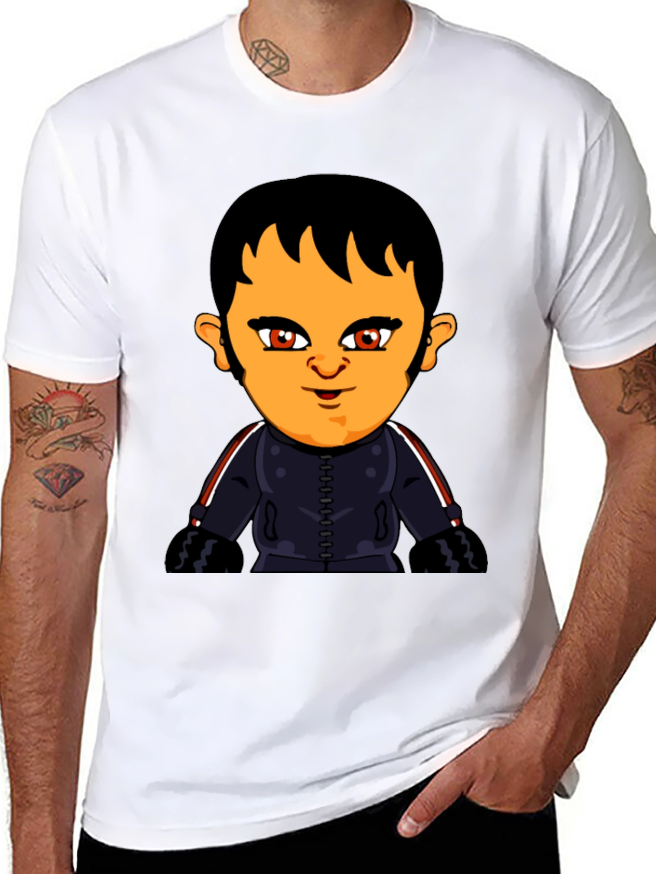 Cartoon Character Graphic T-Shirt - Black