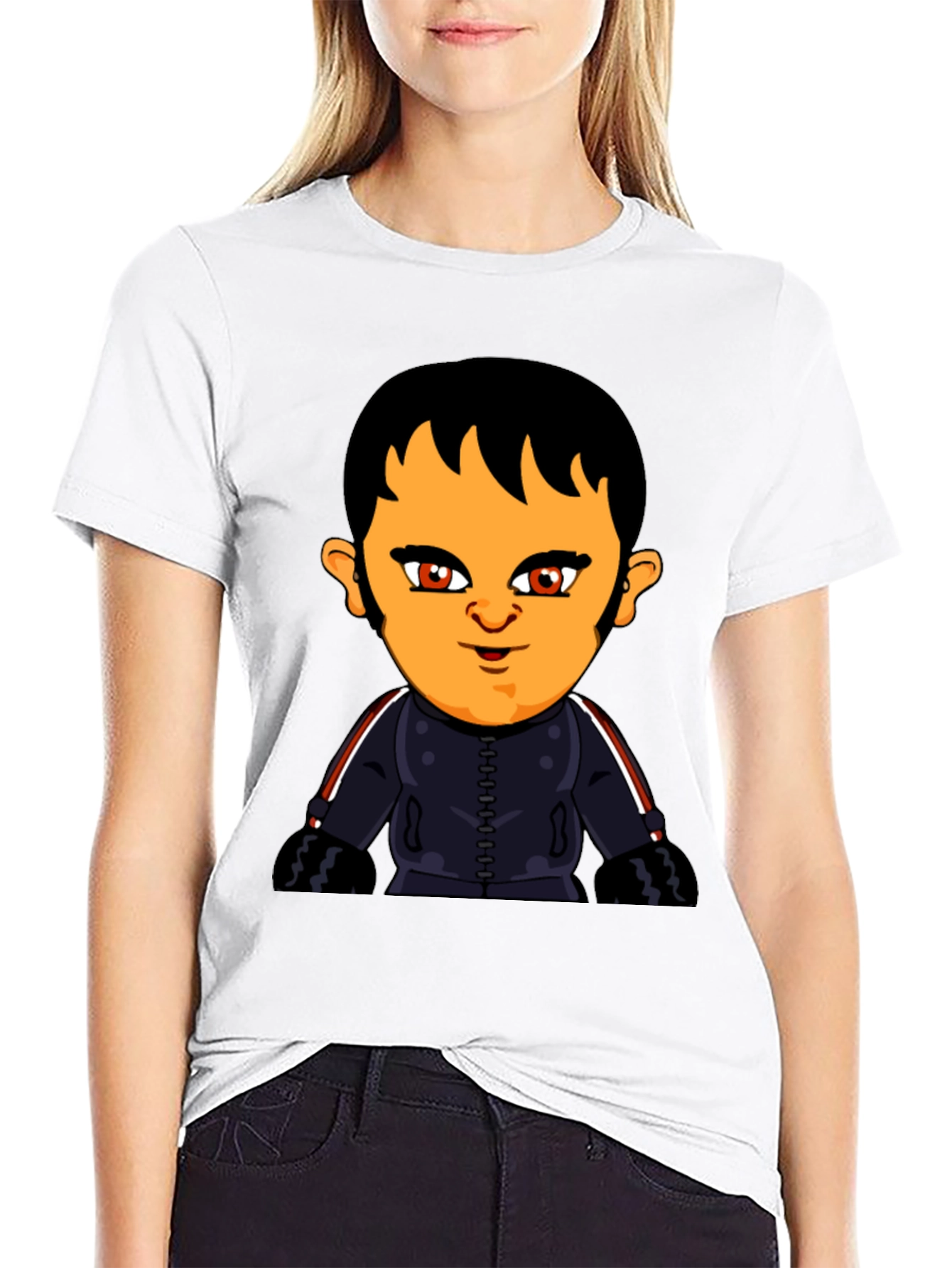 Cartoon Character Graphic T-Shirt - Black