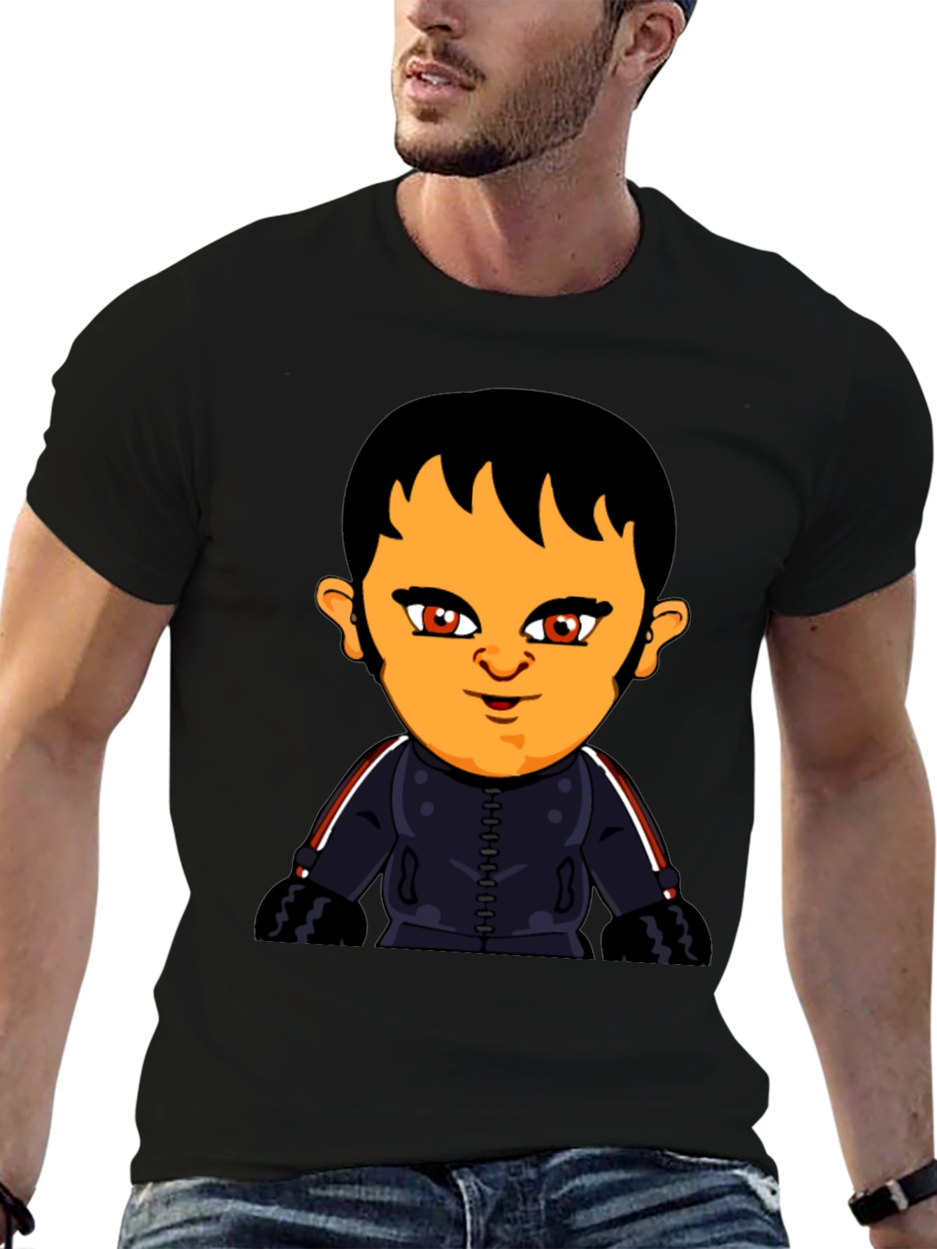 Cartoon Character Graphic T-Shirt - Black