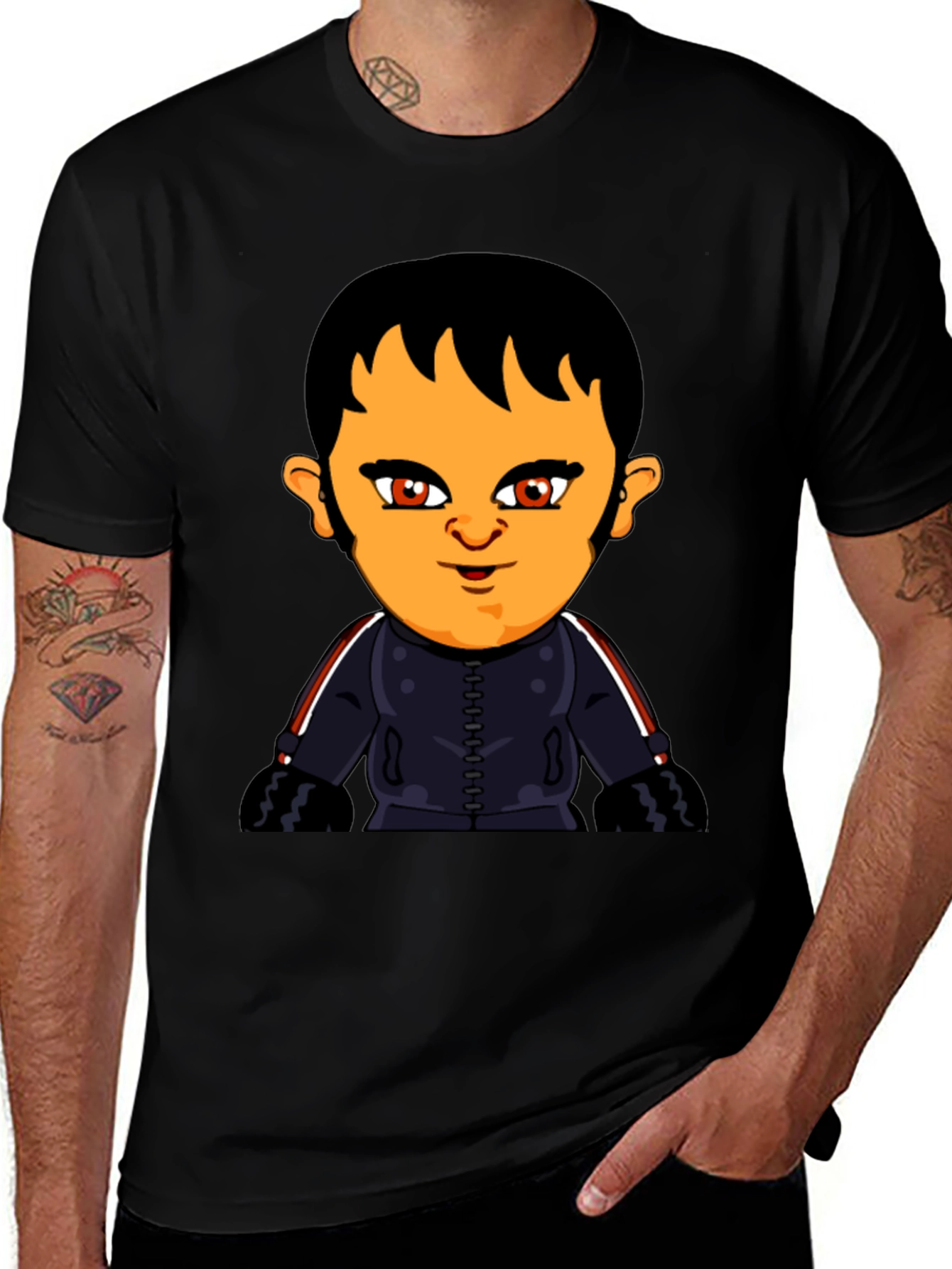 Cartoon Character Graphic T-Shirt - Black