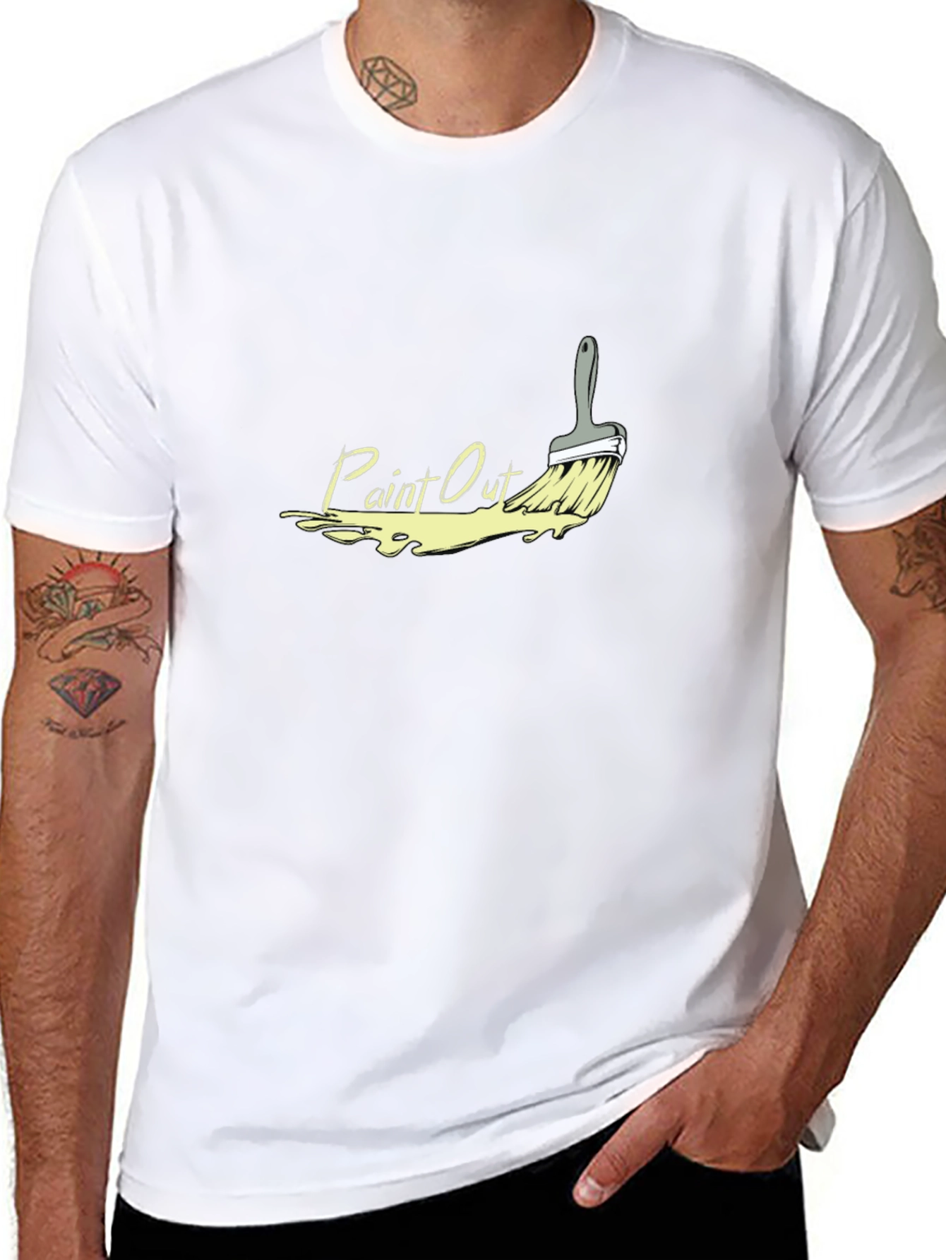 Paint Out Graphic Tee - Stylish Brush Design