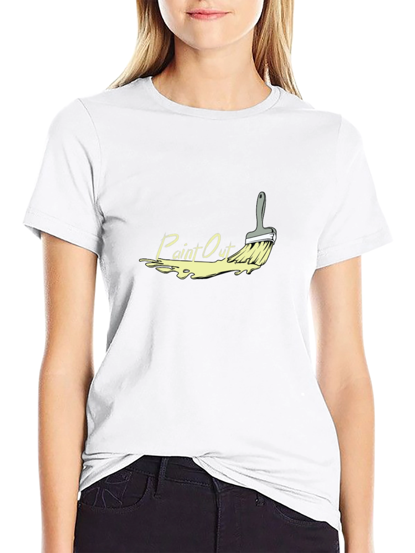 Paint Out Graphic Tee - Stylish Brush Design