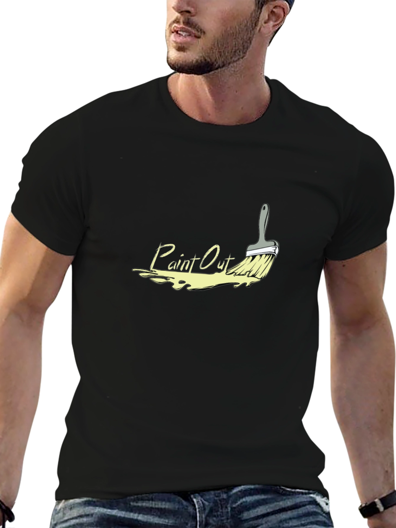 Paint Out Graphic Tee - Stylish Brush Design