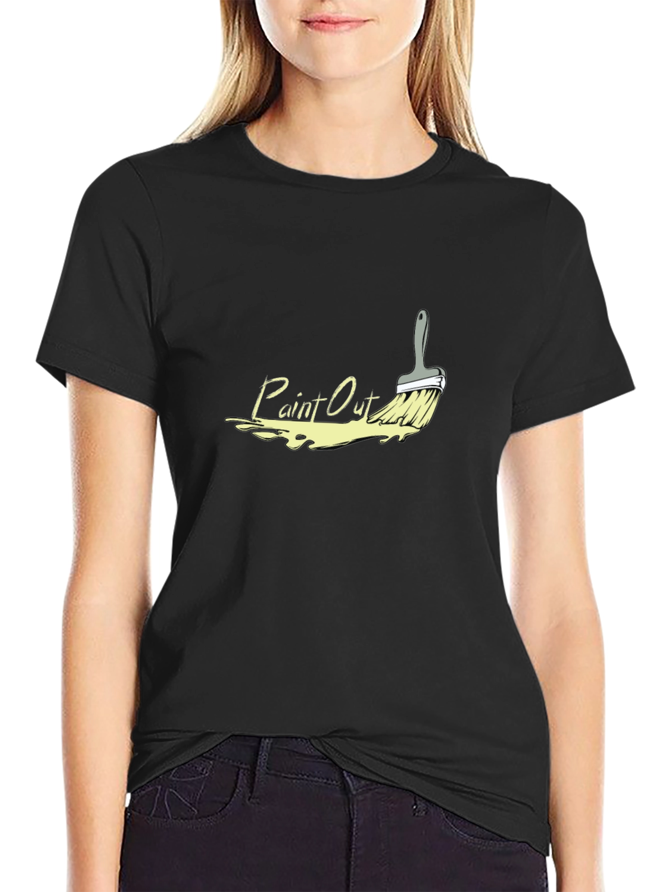 Paint Out Graphic Tee - Stylish Brush Design