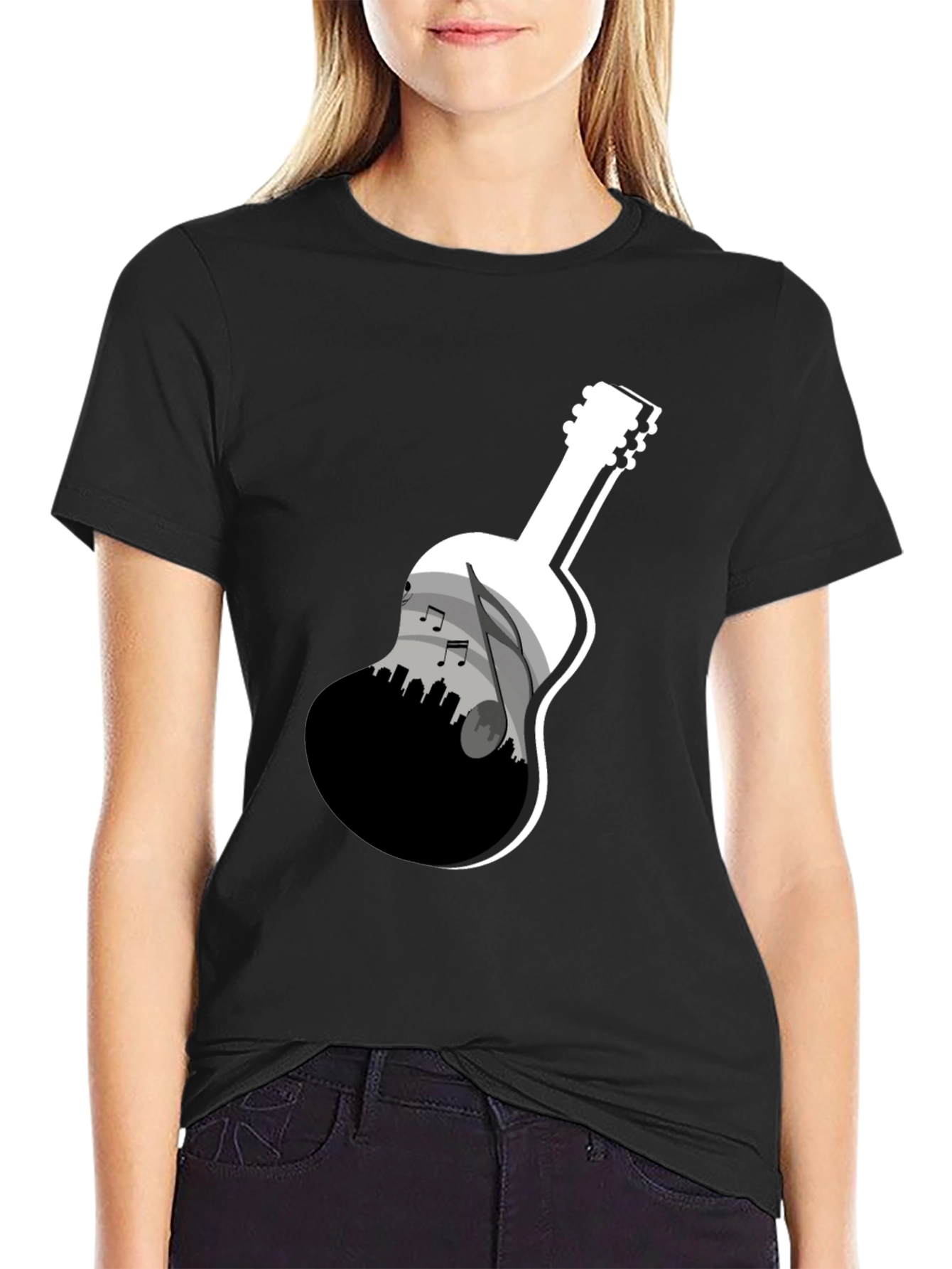 Guitar Skyline Graphic Tee - Black