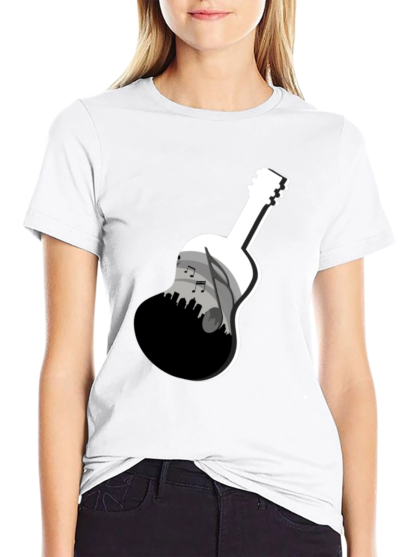Guitar Skyline Graphic Tee - Black