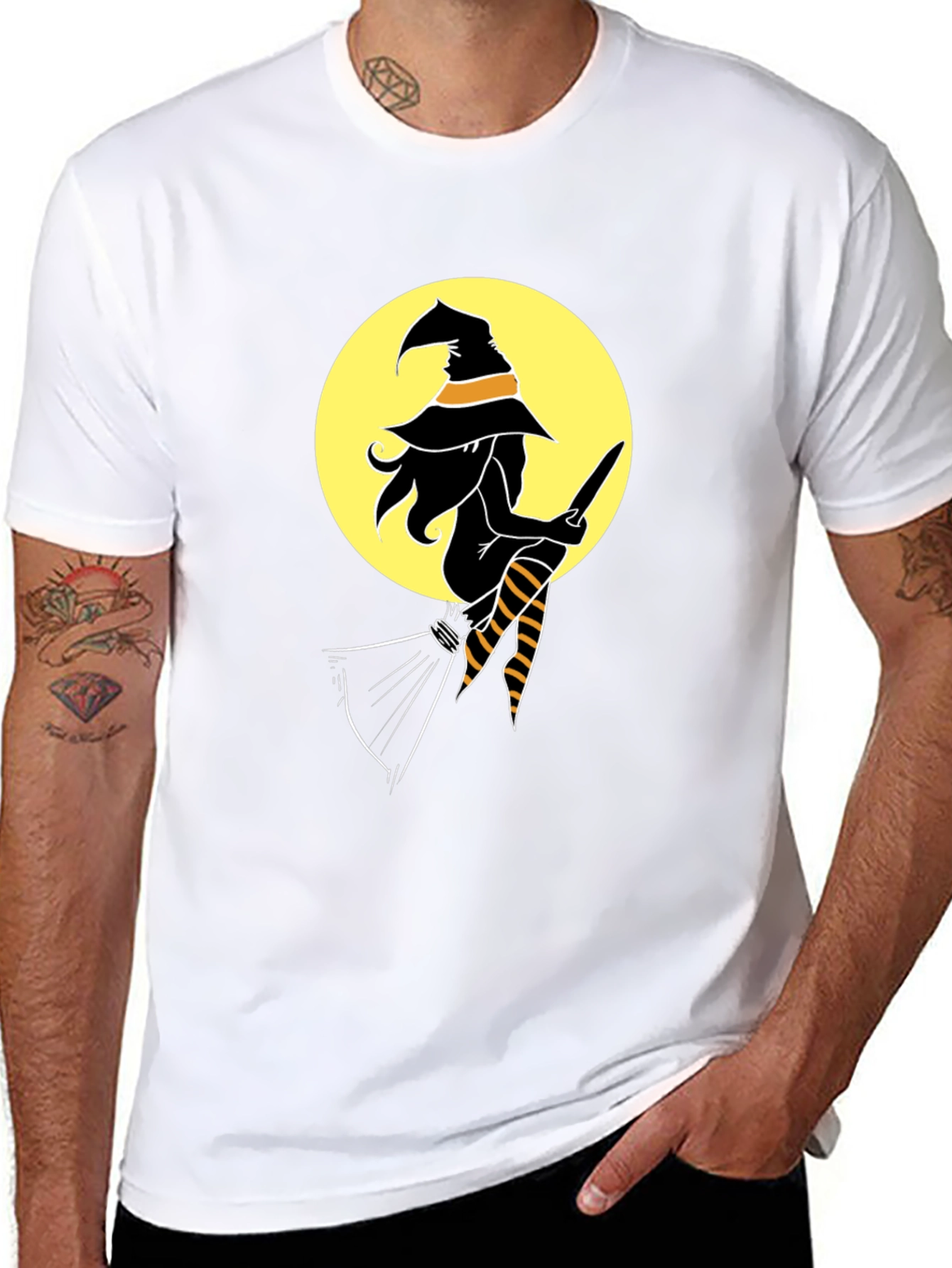 Witch on Broom T-Shirt - Halloween Tee