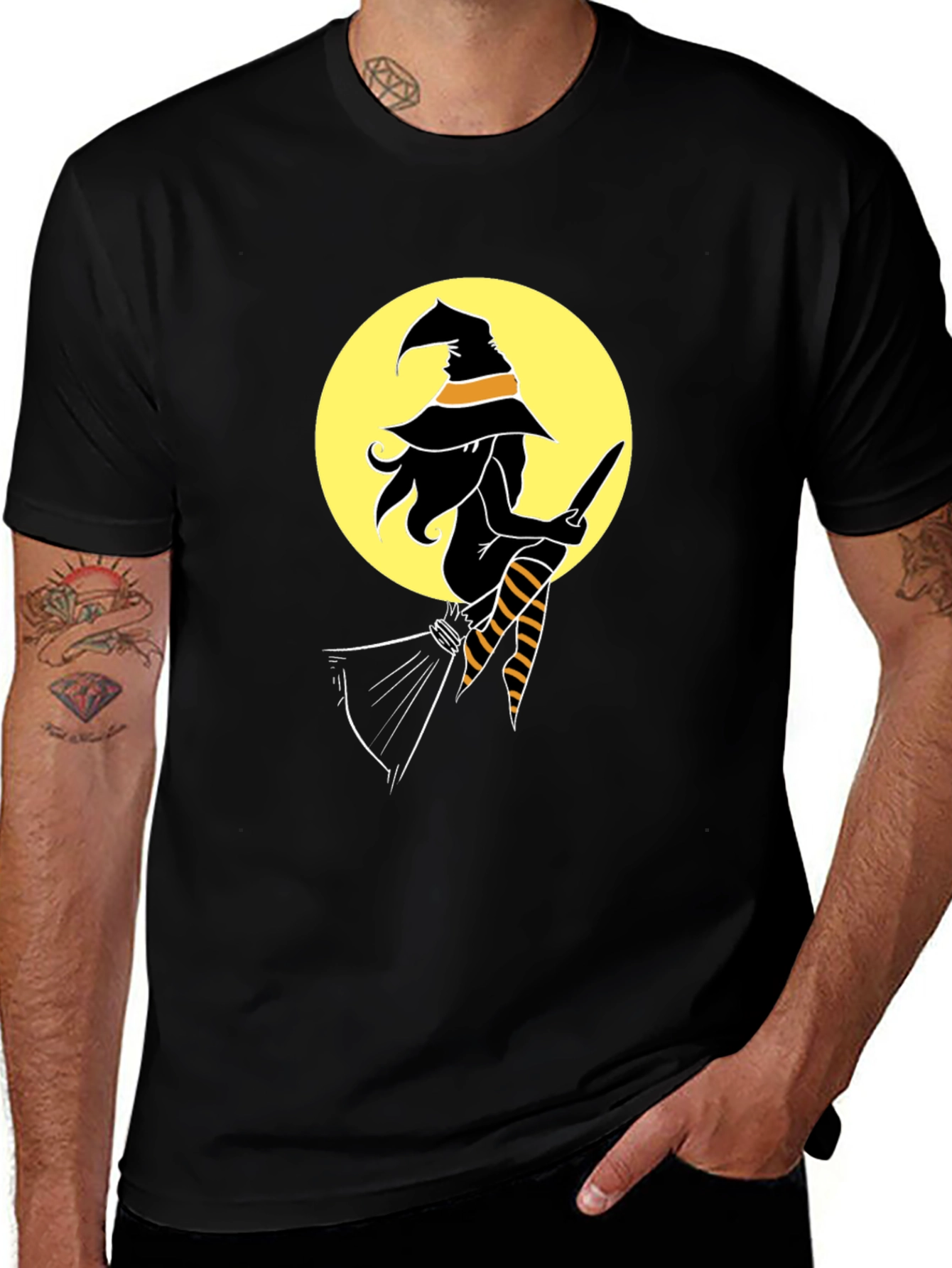 Witch on Broom T-Shirt - Halloween Tee