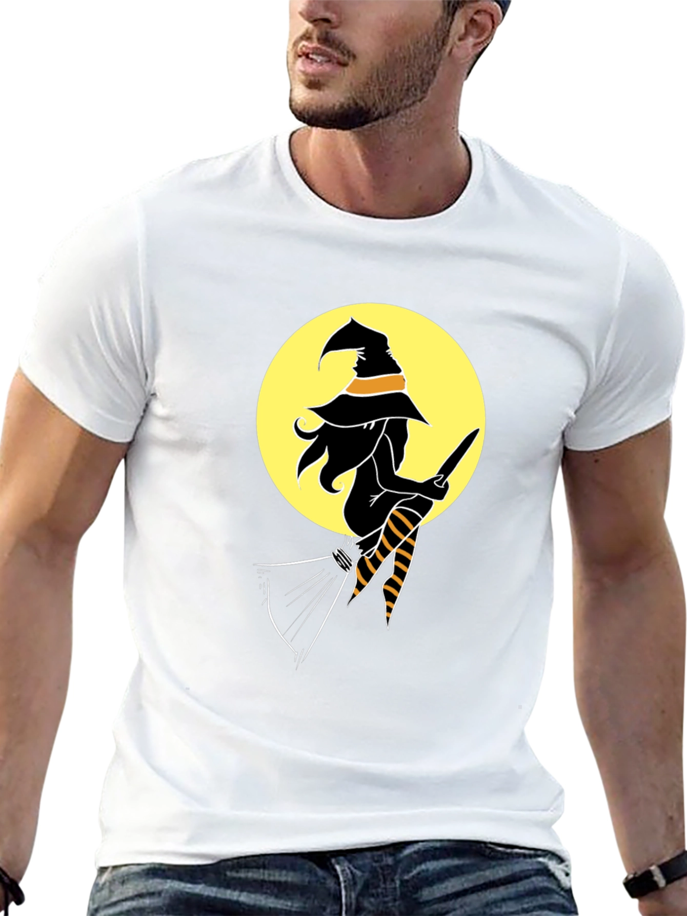 Witch on Broom T-Shirt - Halloween Tee