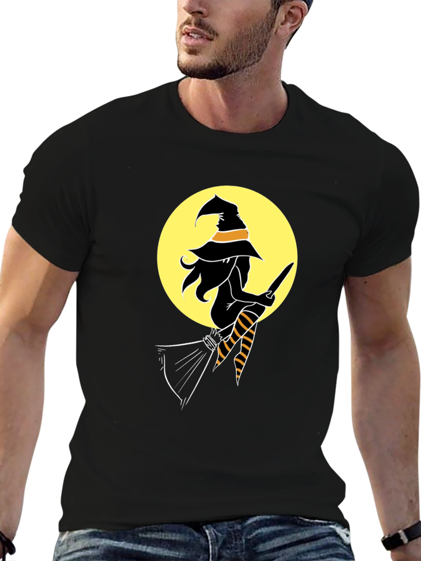 Witch on Broom T-Shirt - Halloween Tee