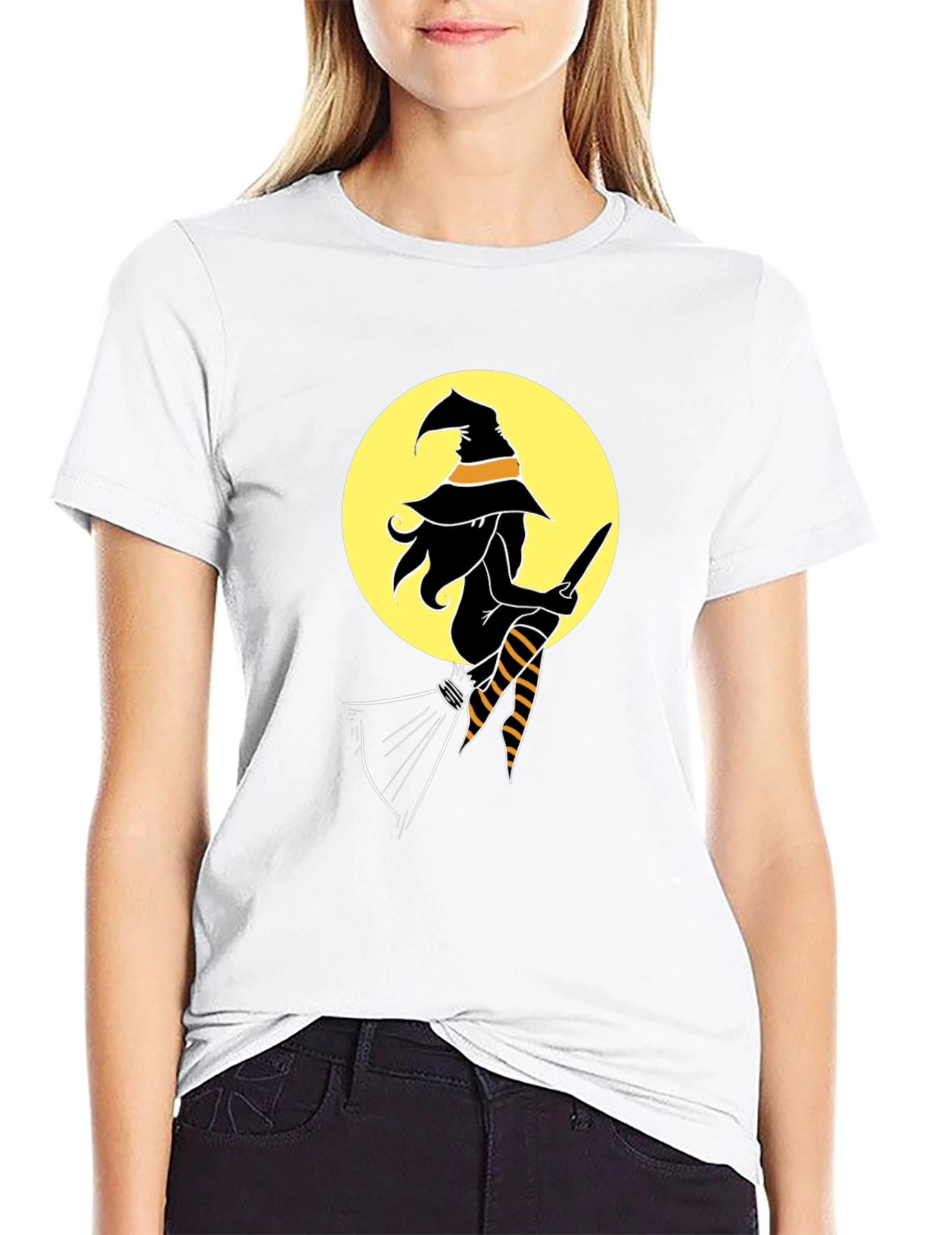 Witch on Broom T-Shirt - Halloween Tee