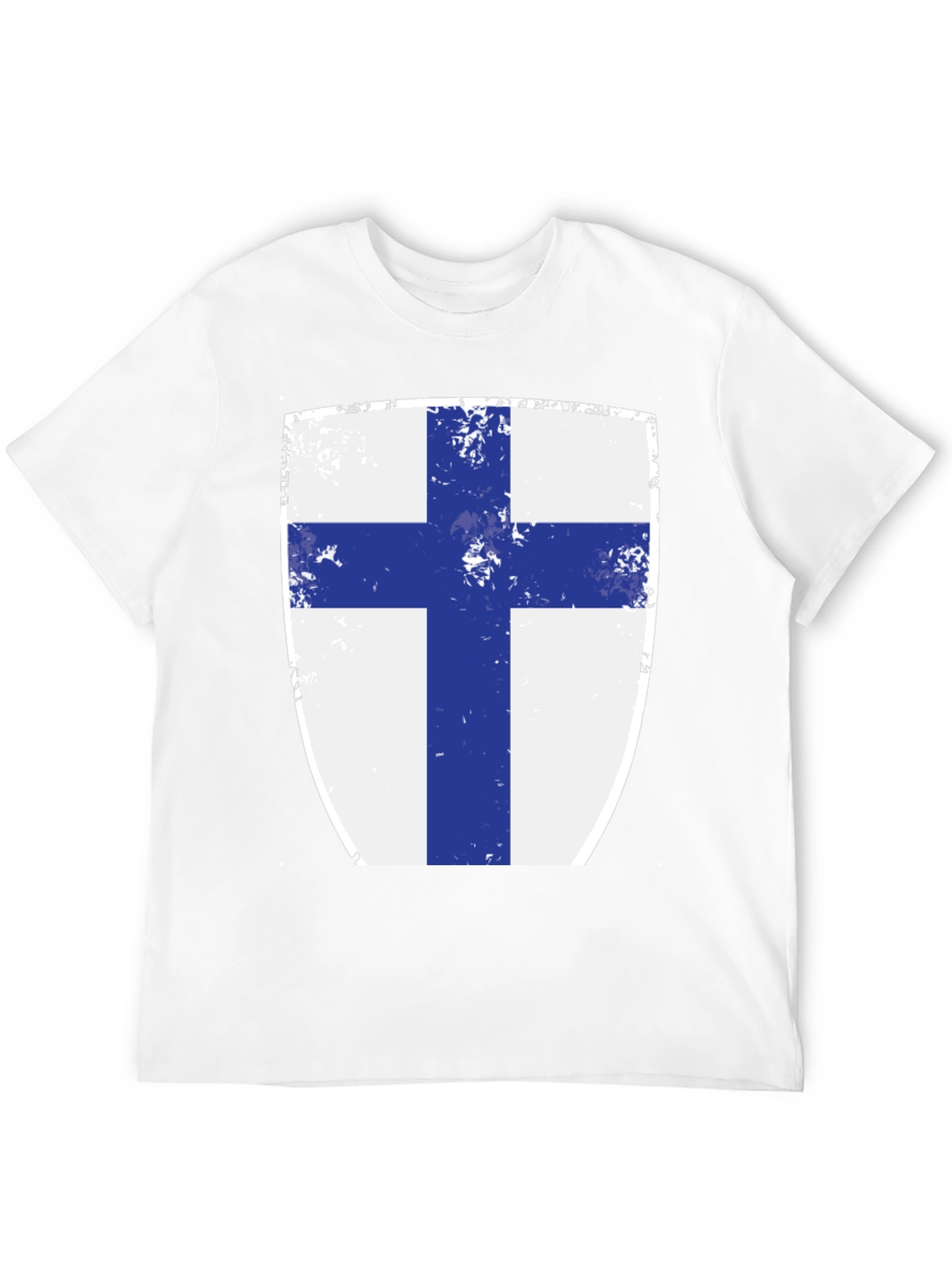 Finnish Flag Shield T-Shirt - Distressed Design