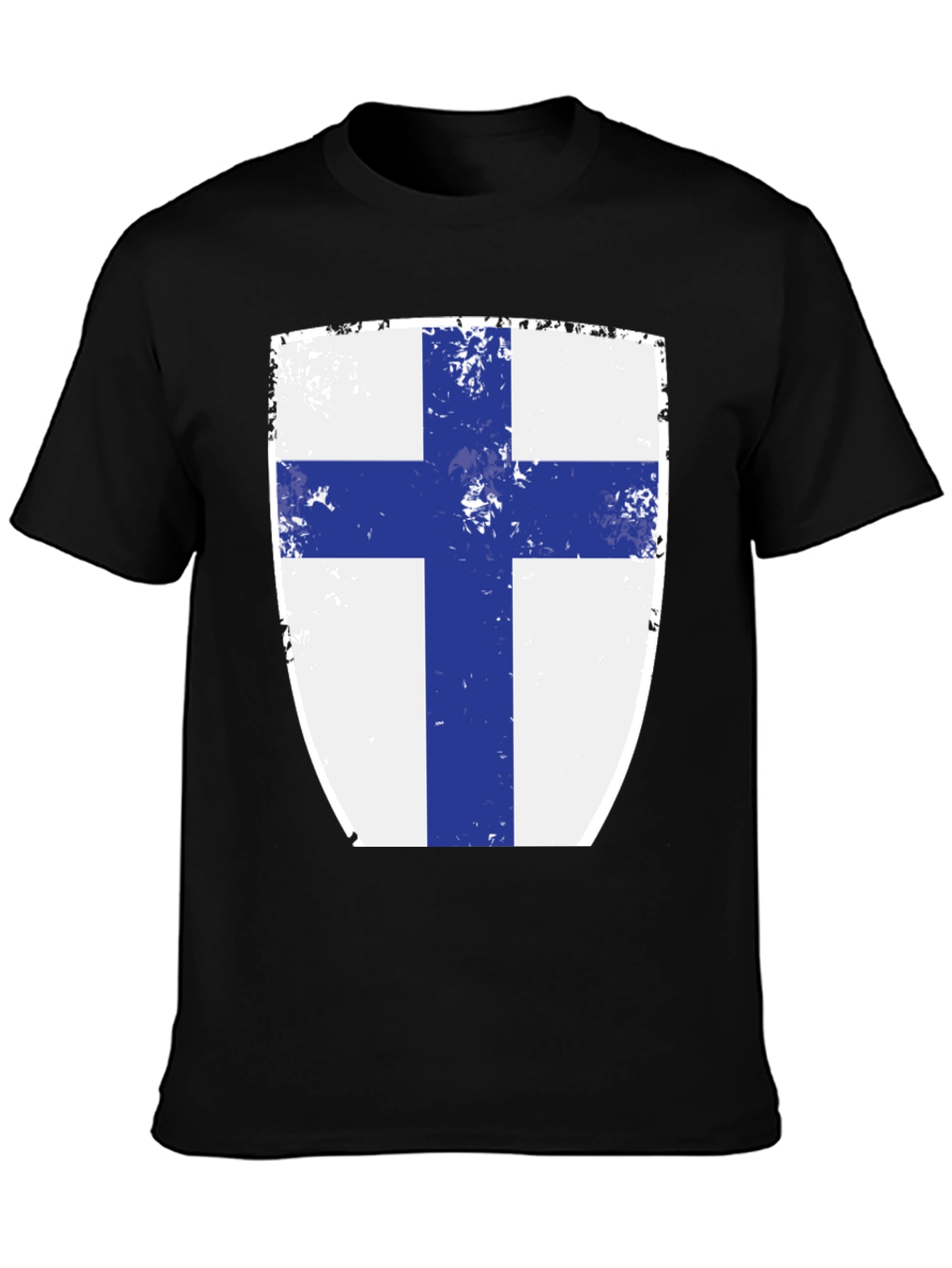 Finnish Flag Shield T-Shirt - Distressed Design