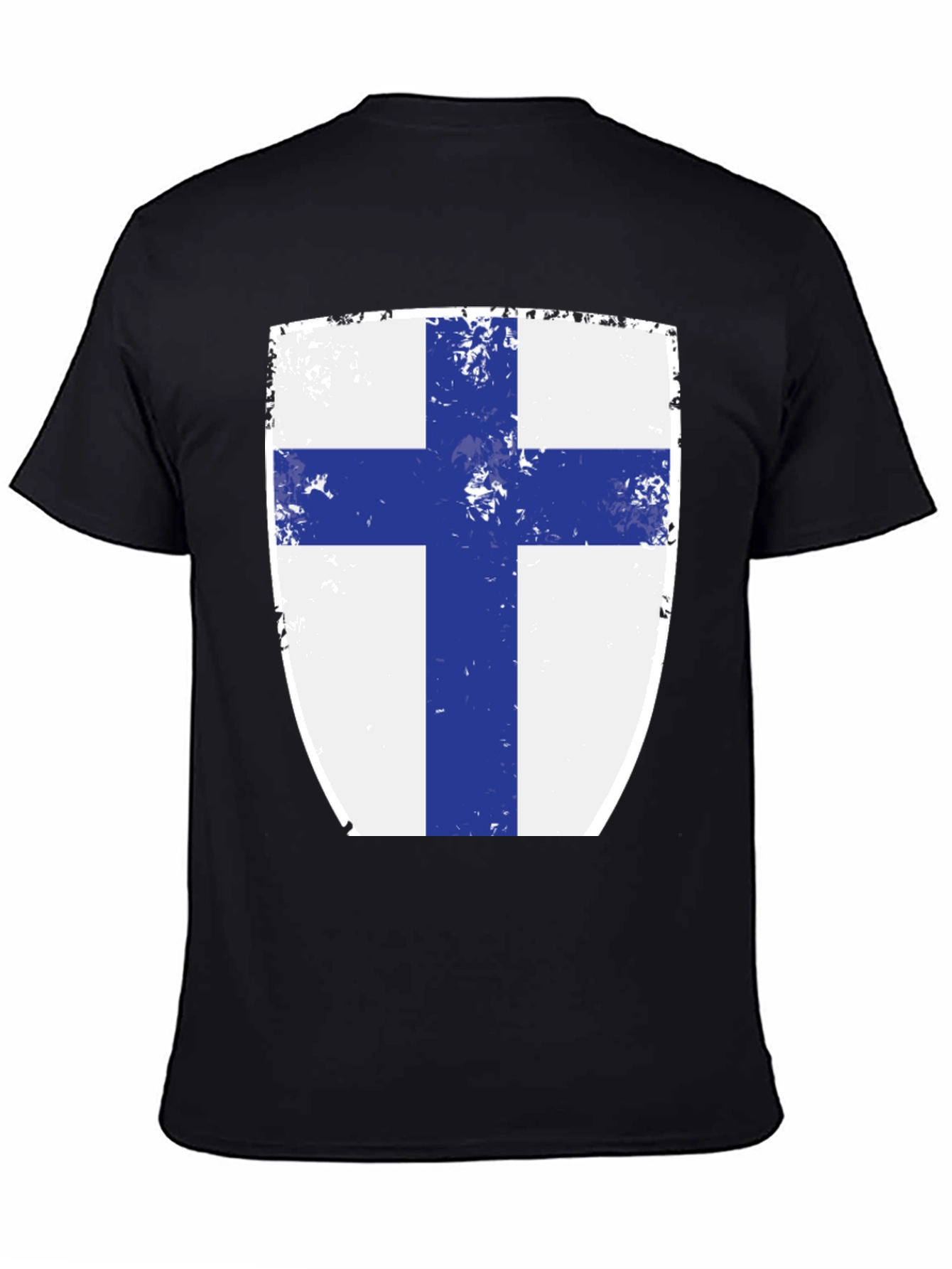 Finnish Flag Shield T-Shirt - Distressed Design
