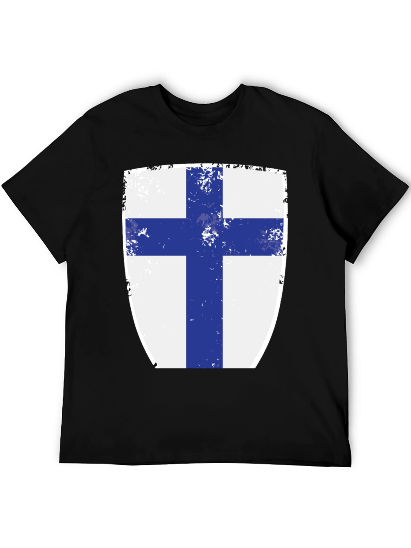 Finnish Flag Shield T-Shirt - Distressed Design