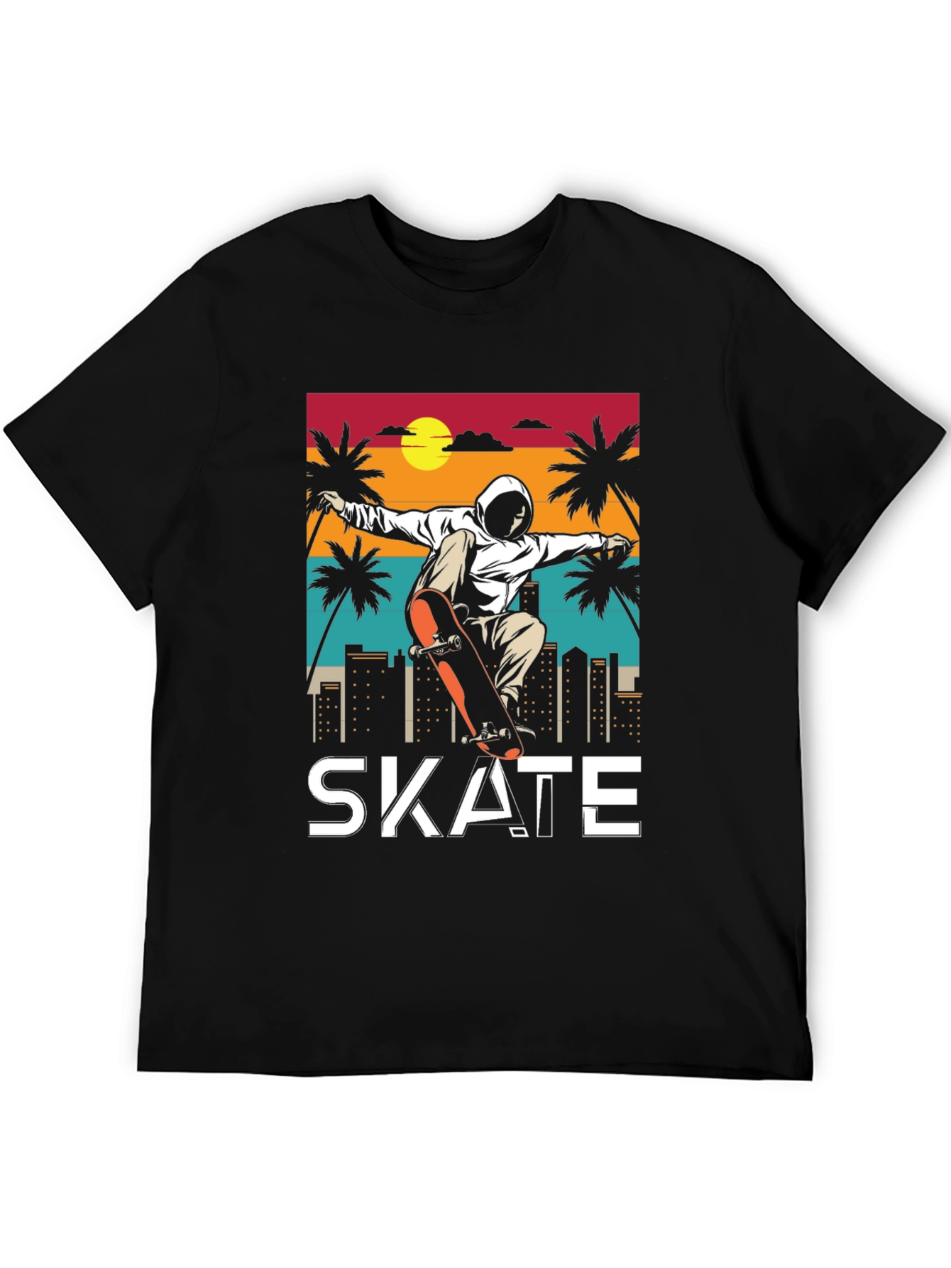 Skateboarding T-Shirt - Retro Sunset Design