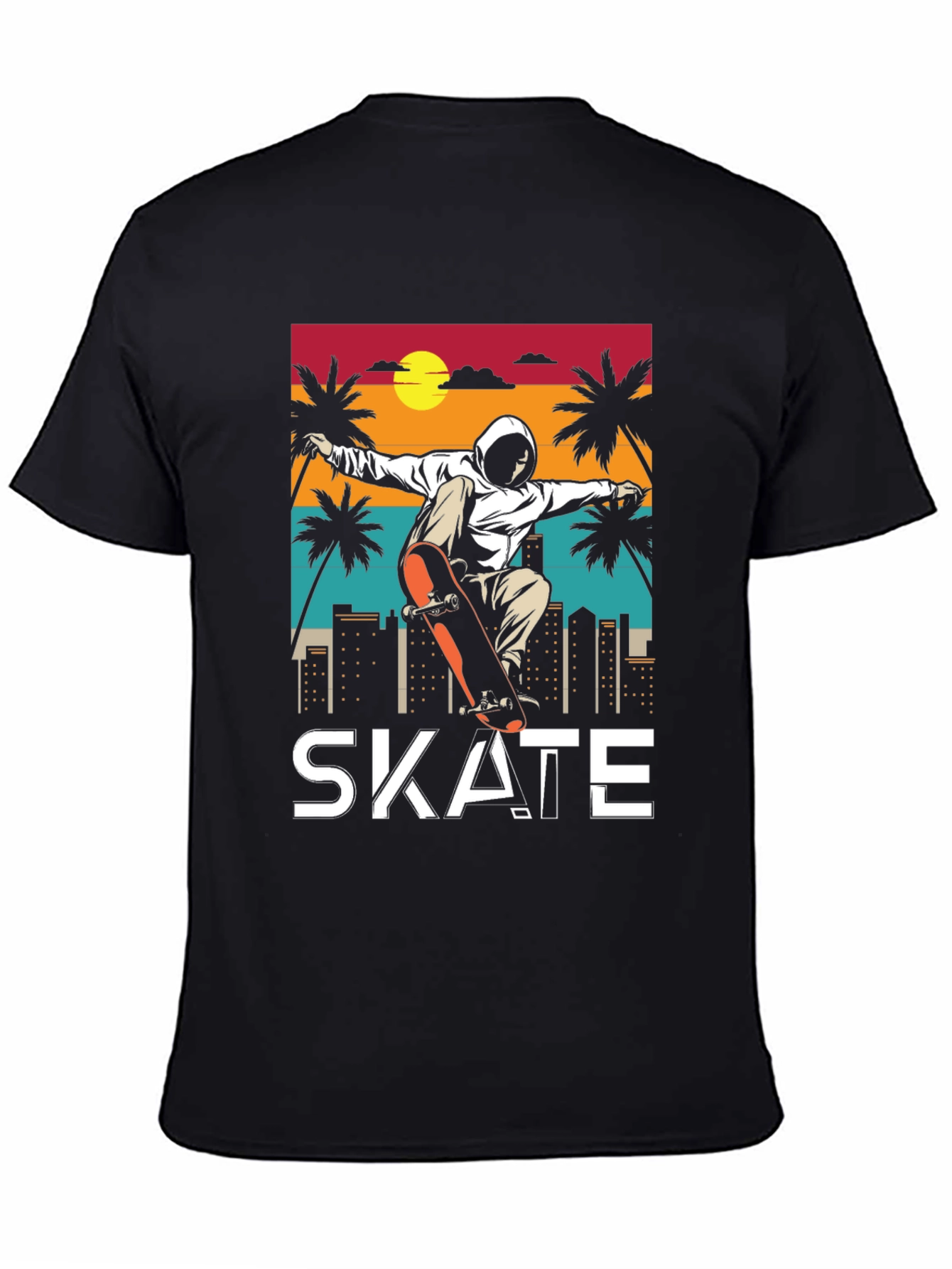 Skateboarding T-Shirt - Retro Sunset Design