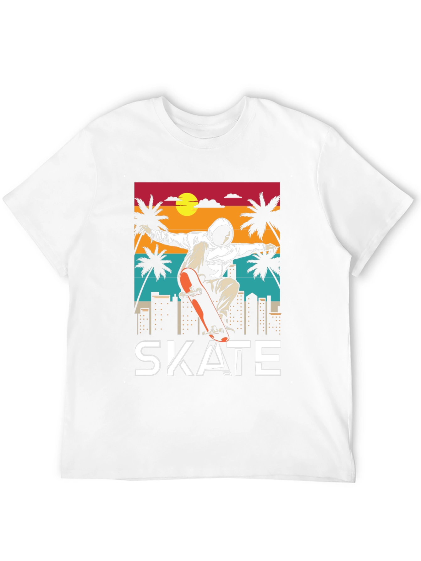 Skateboarding T-Shirt - Retro Sunset Design