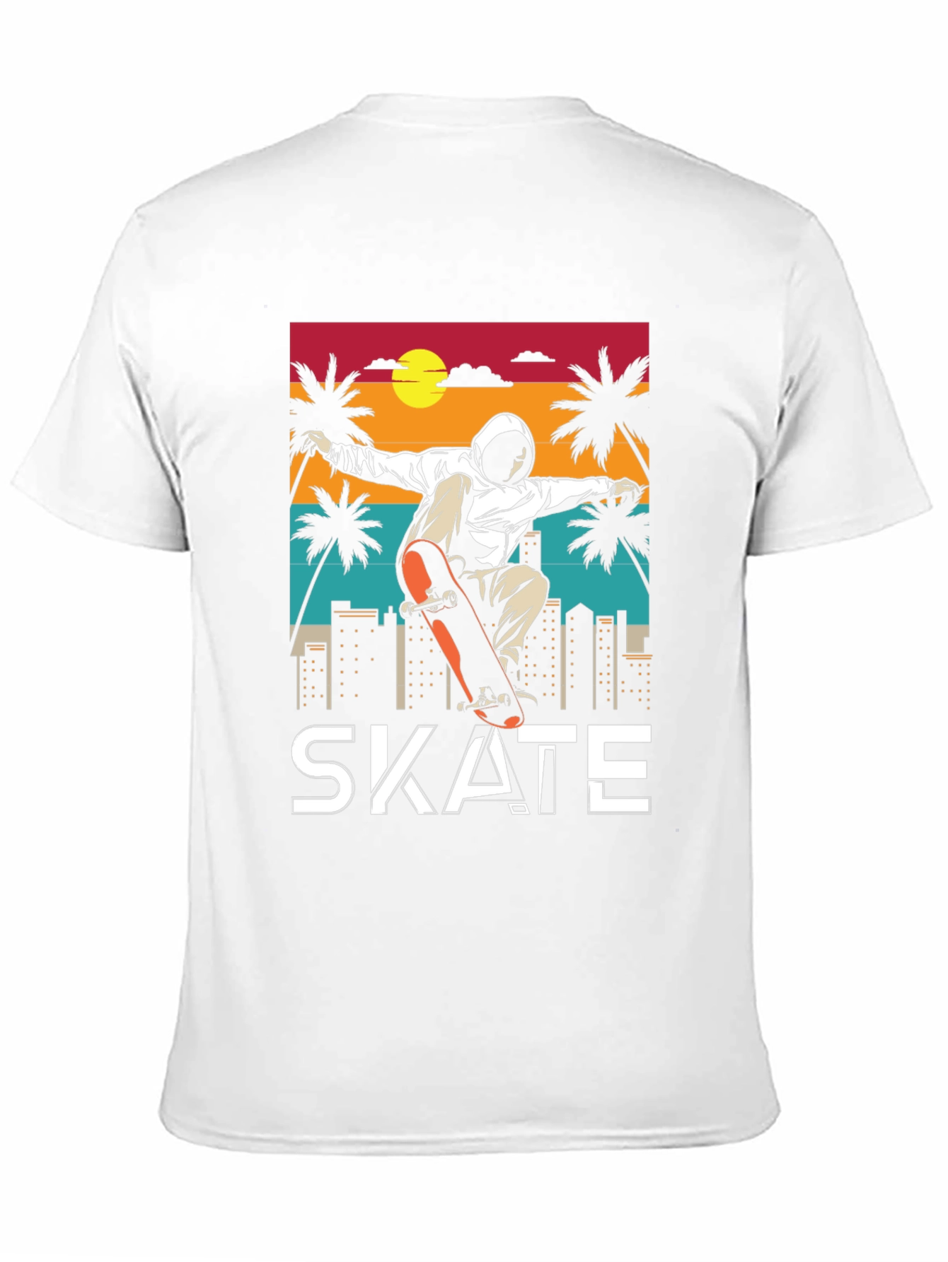 Skateboarding T-Shirt - Retro Sunset Design