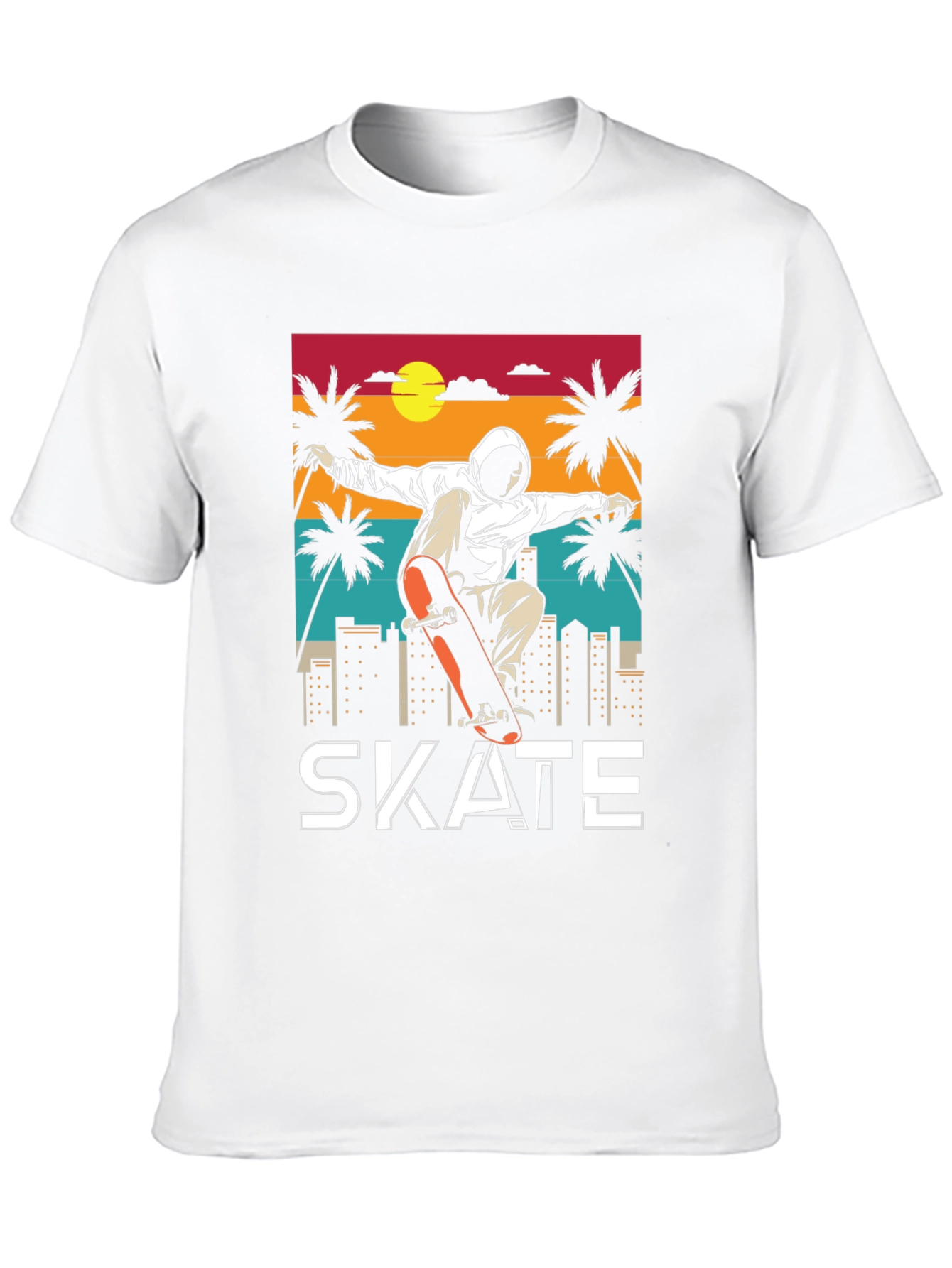 Skateboarding T-Shirt - Retro Sunset Design