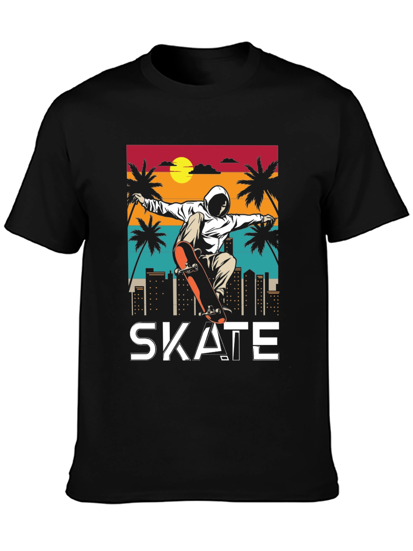 Skateboarding T-Shirt - Retro Sunset Design