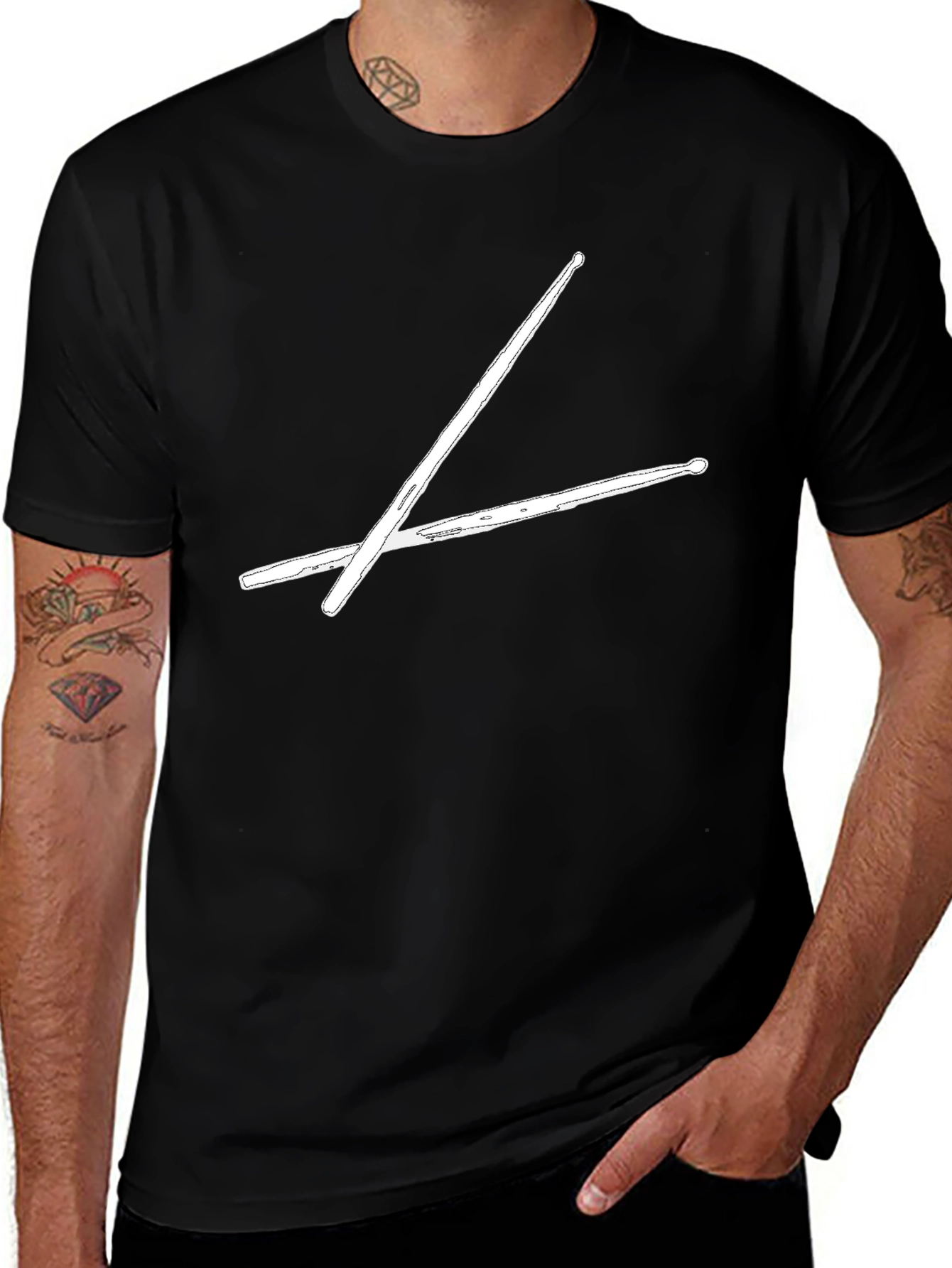 Drummers Tee: Crossed Drumsticks Graphic T-Shirt