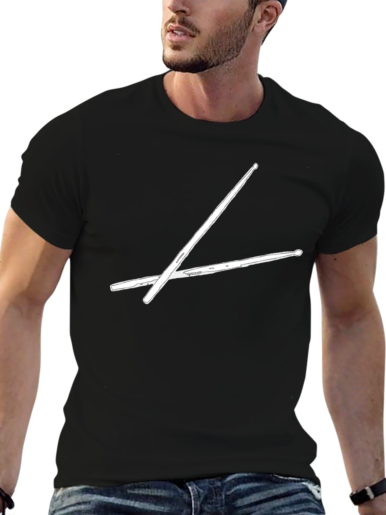 Drummers Tee: Crossed Drumsticks Graphic T-Shirt