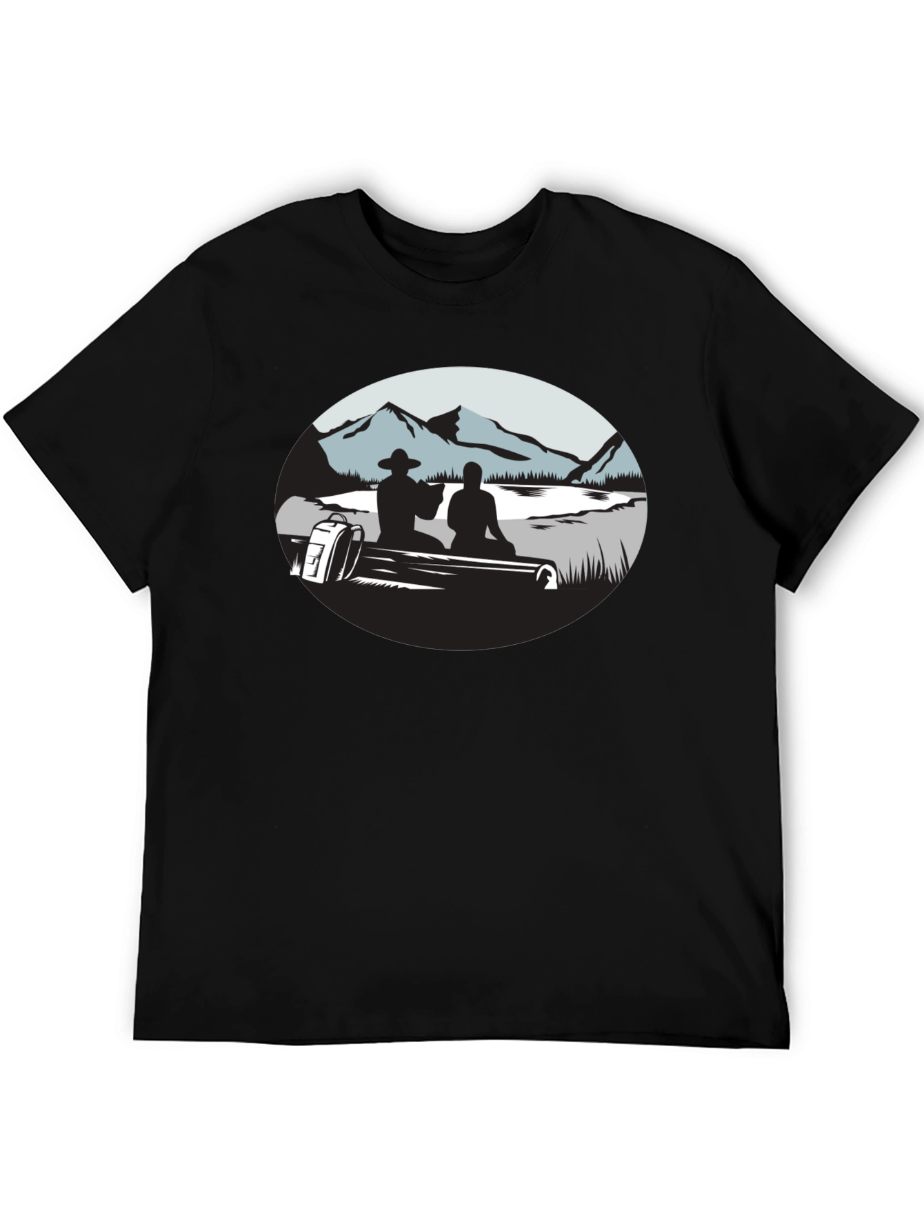 Mountain Silhouette Graphic Black T-Shirt