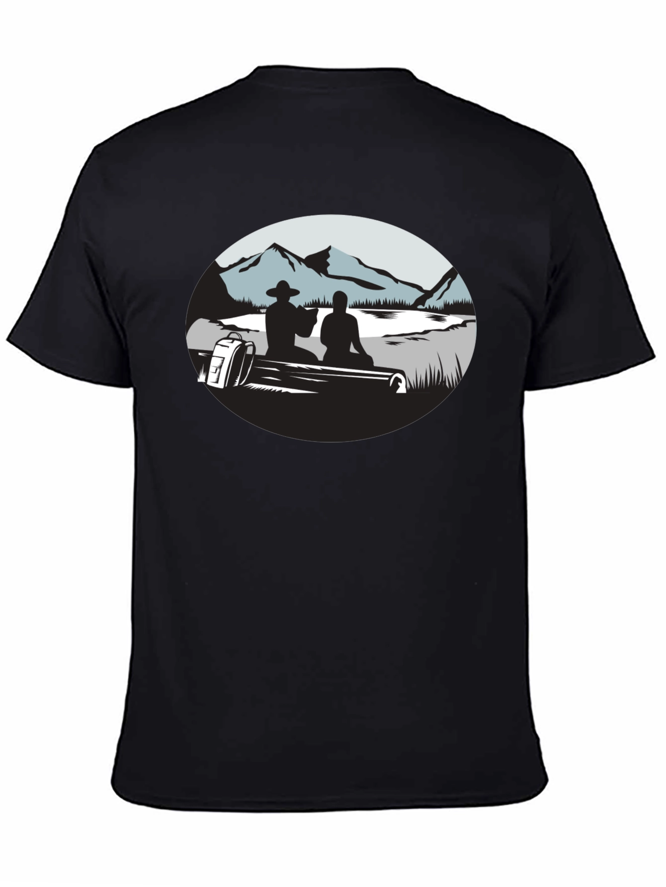 Mountain Silhouette Graphic Black T-Shirt