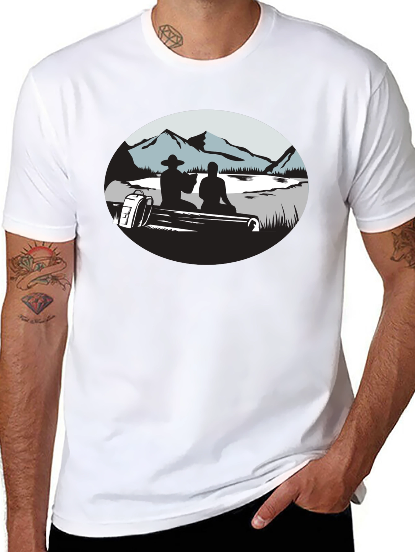 Mountain Silhouette Graphic Black T-Shirt