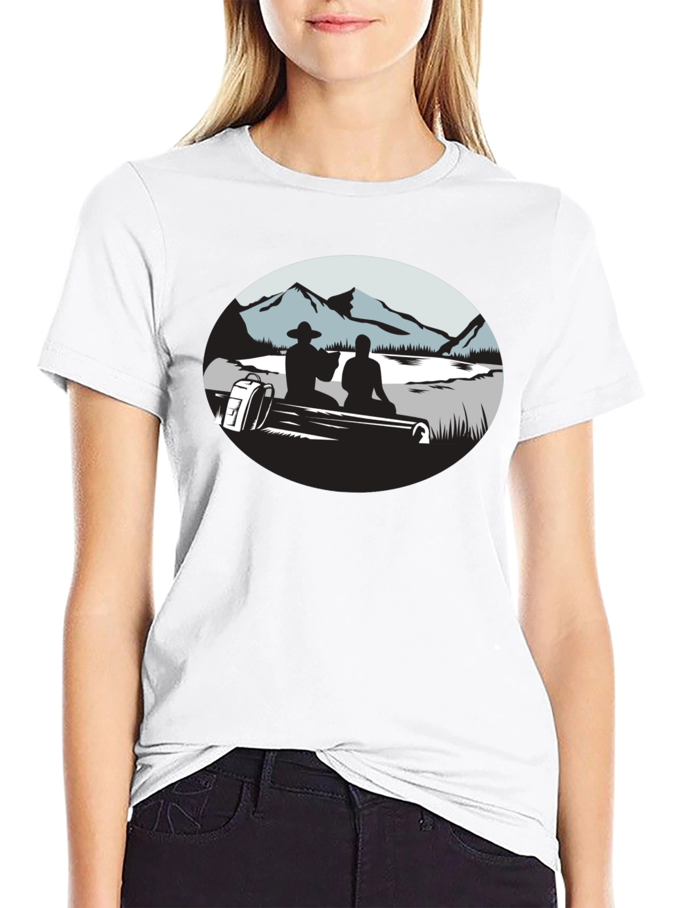 Mountain Silhouette Graphic Black T-Shirt