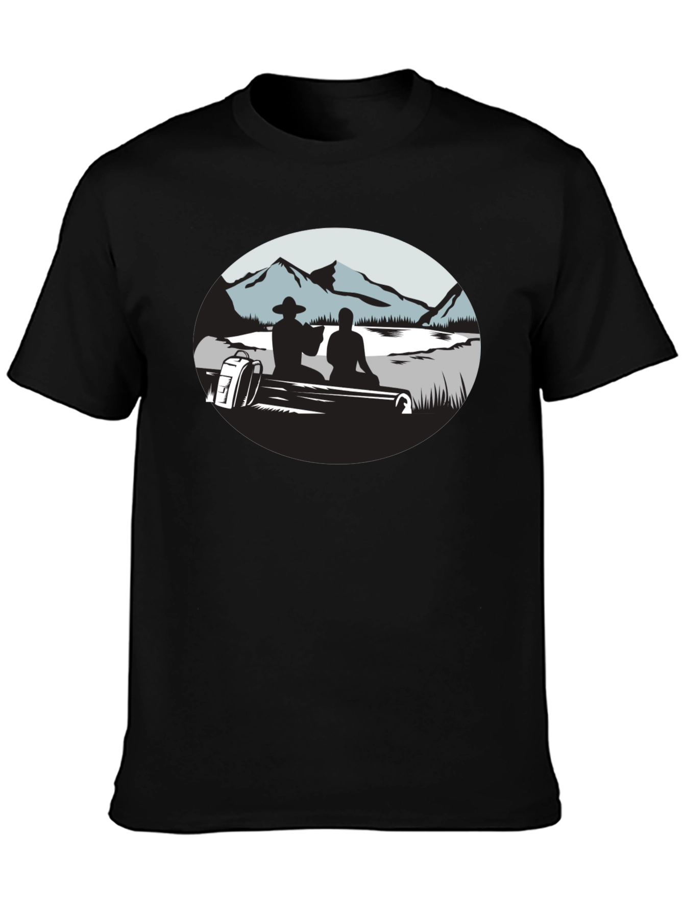 Mountain Silhouette Graphic Black T-Shirt