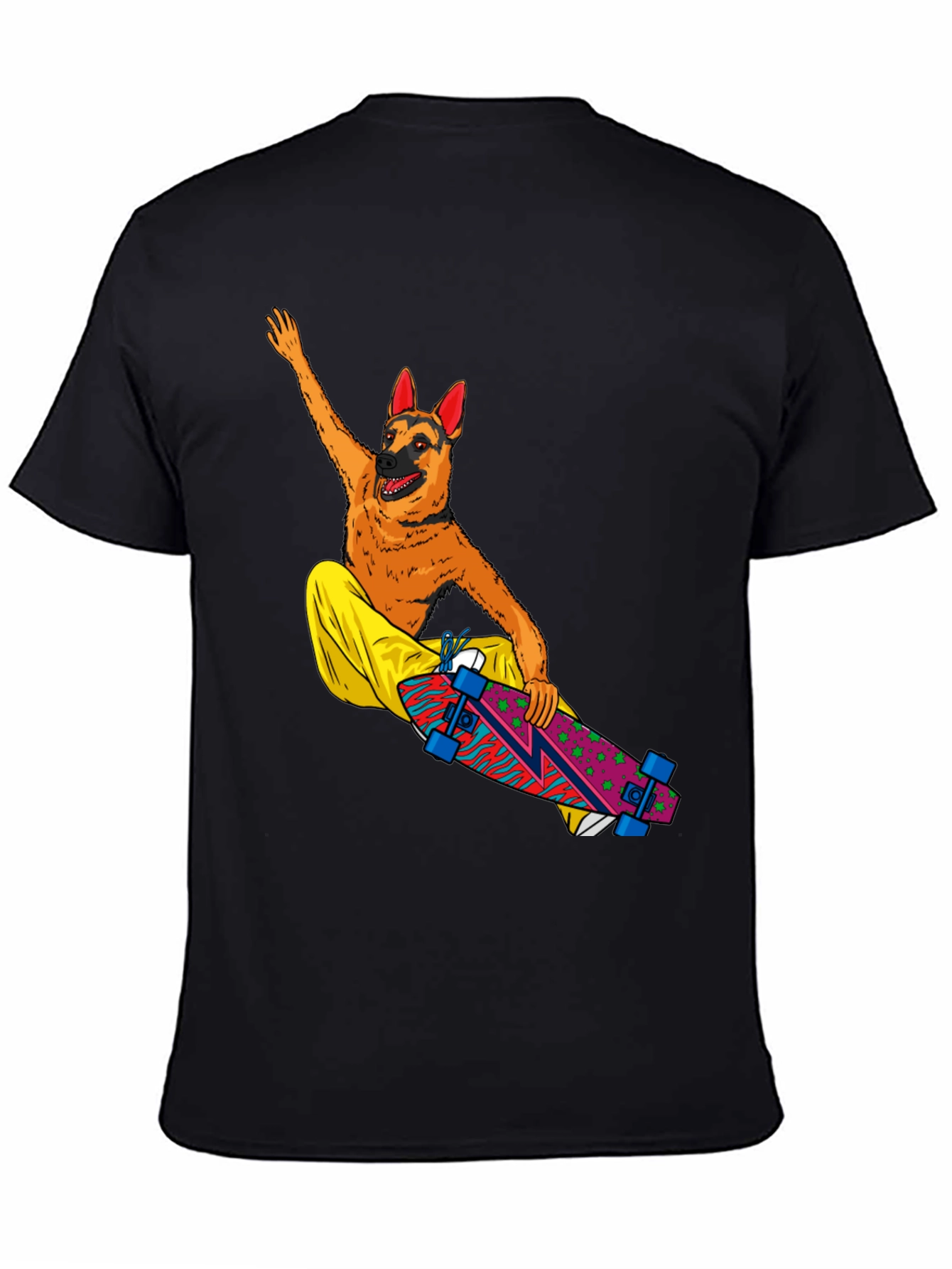 Dog Riding Skateboard Graphic T-Shirt