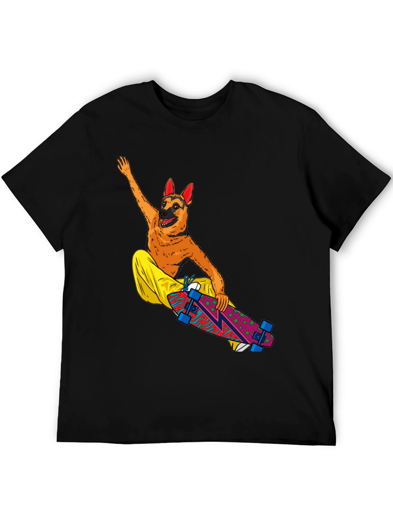 Dog Riding Skateboard Graphic T-Shirt