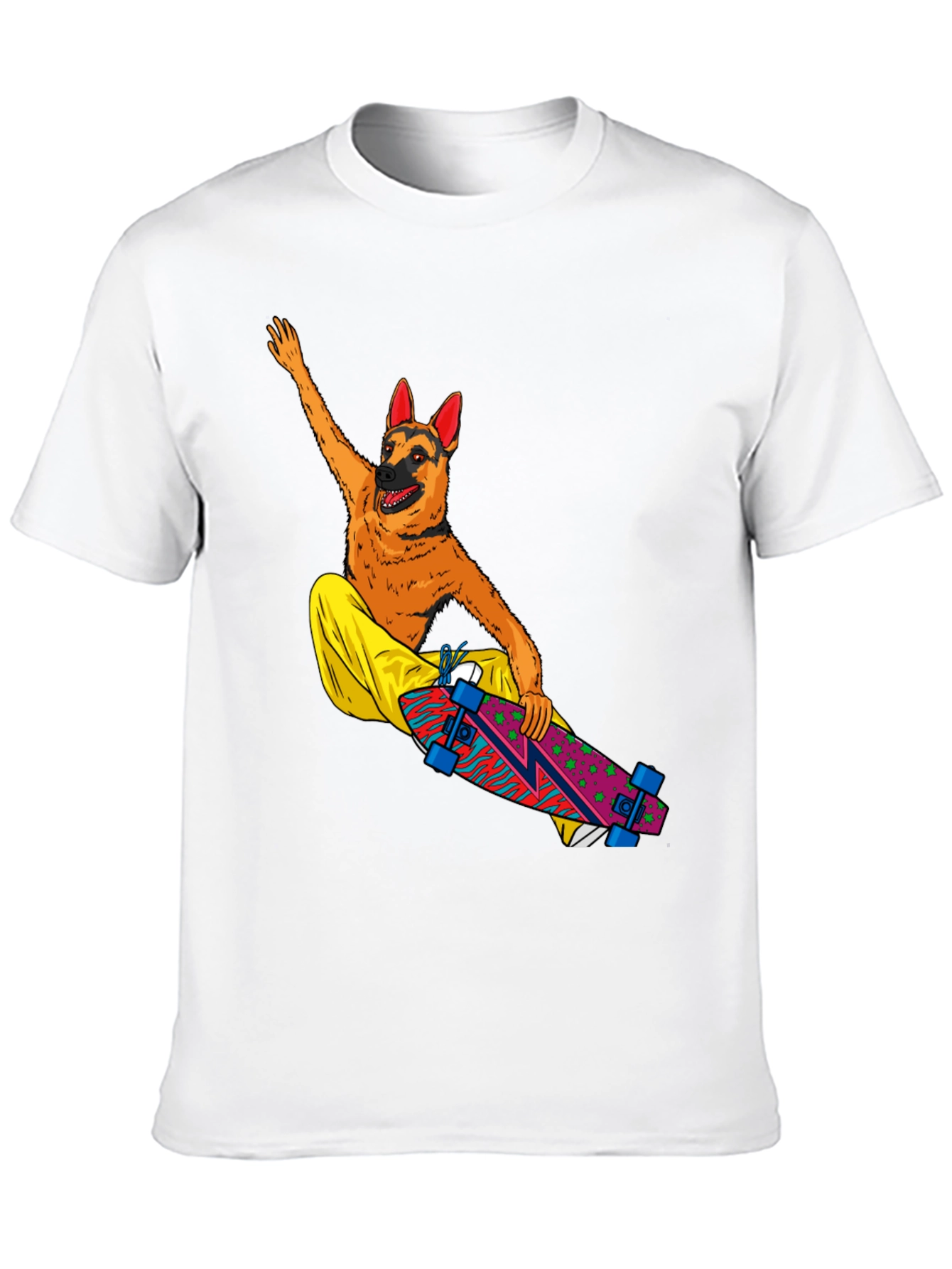 Dog Riding Skateboard Graphic T-Shirt